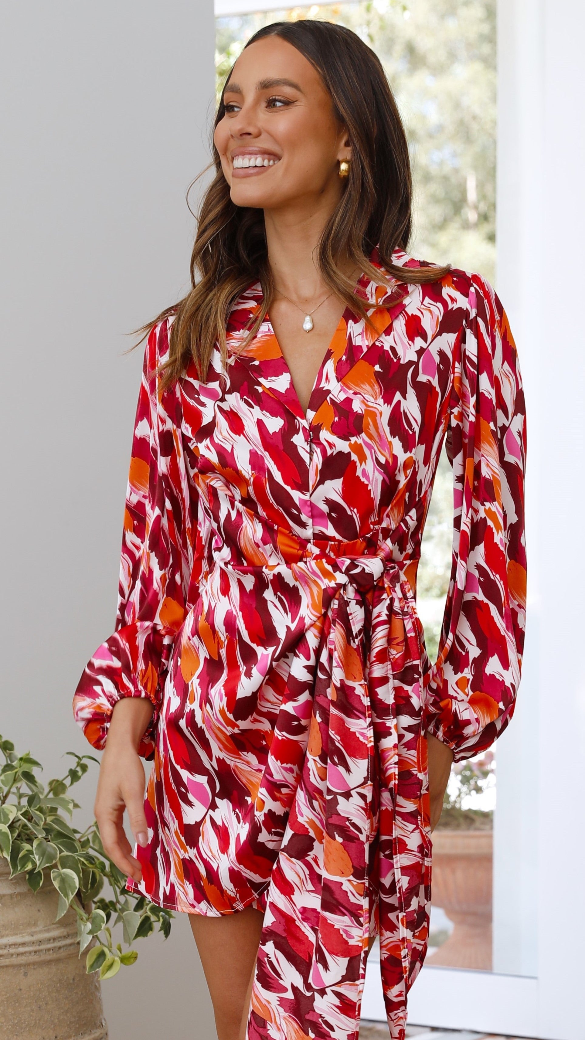 Ochoa Mini Dress - Red Print-Sunshines Bliss