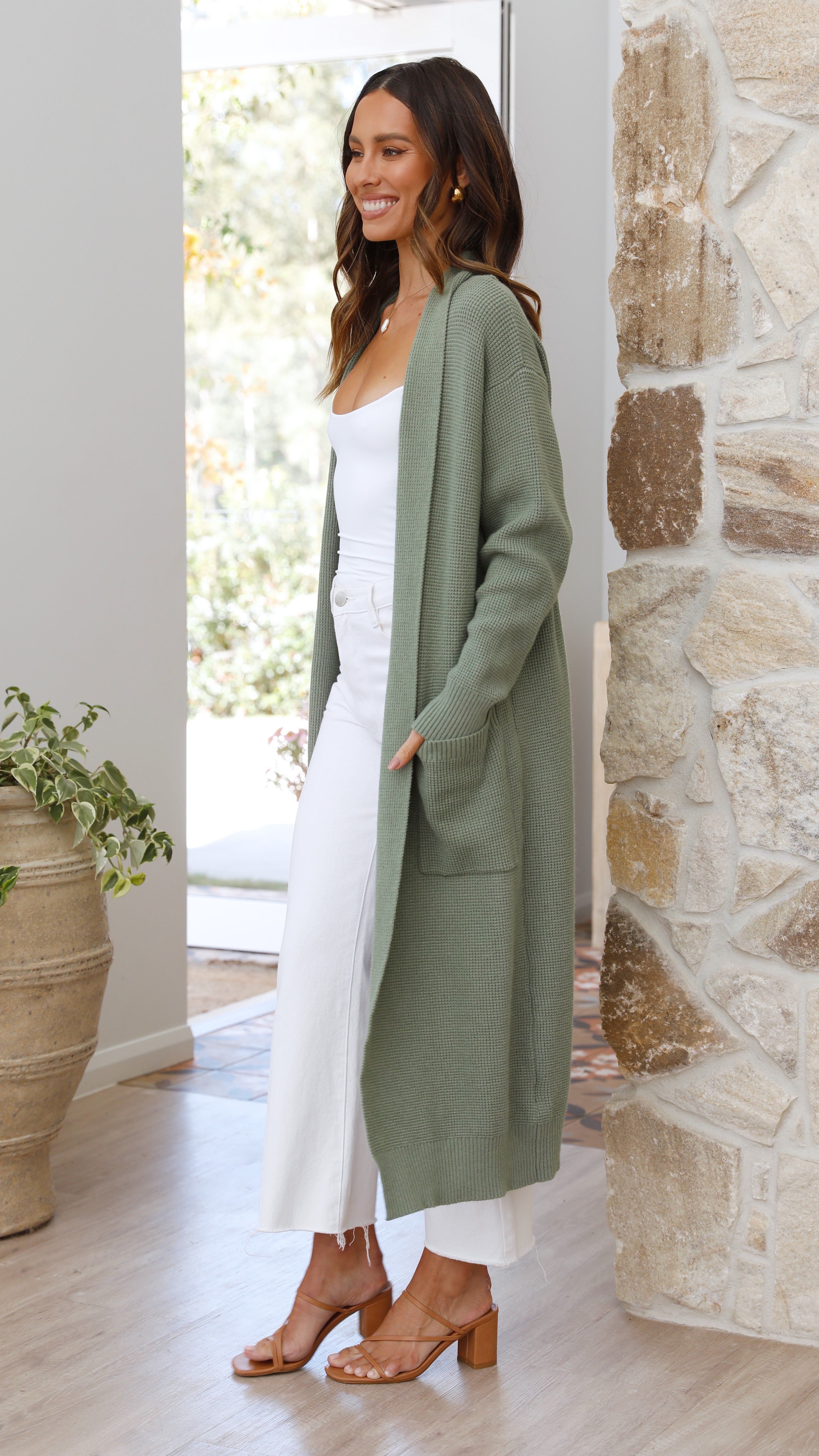 Nadine Cardigan - Khaki-Sunshines Bliss