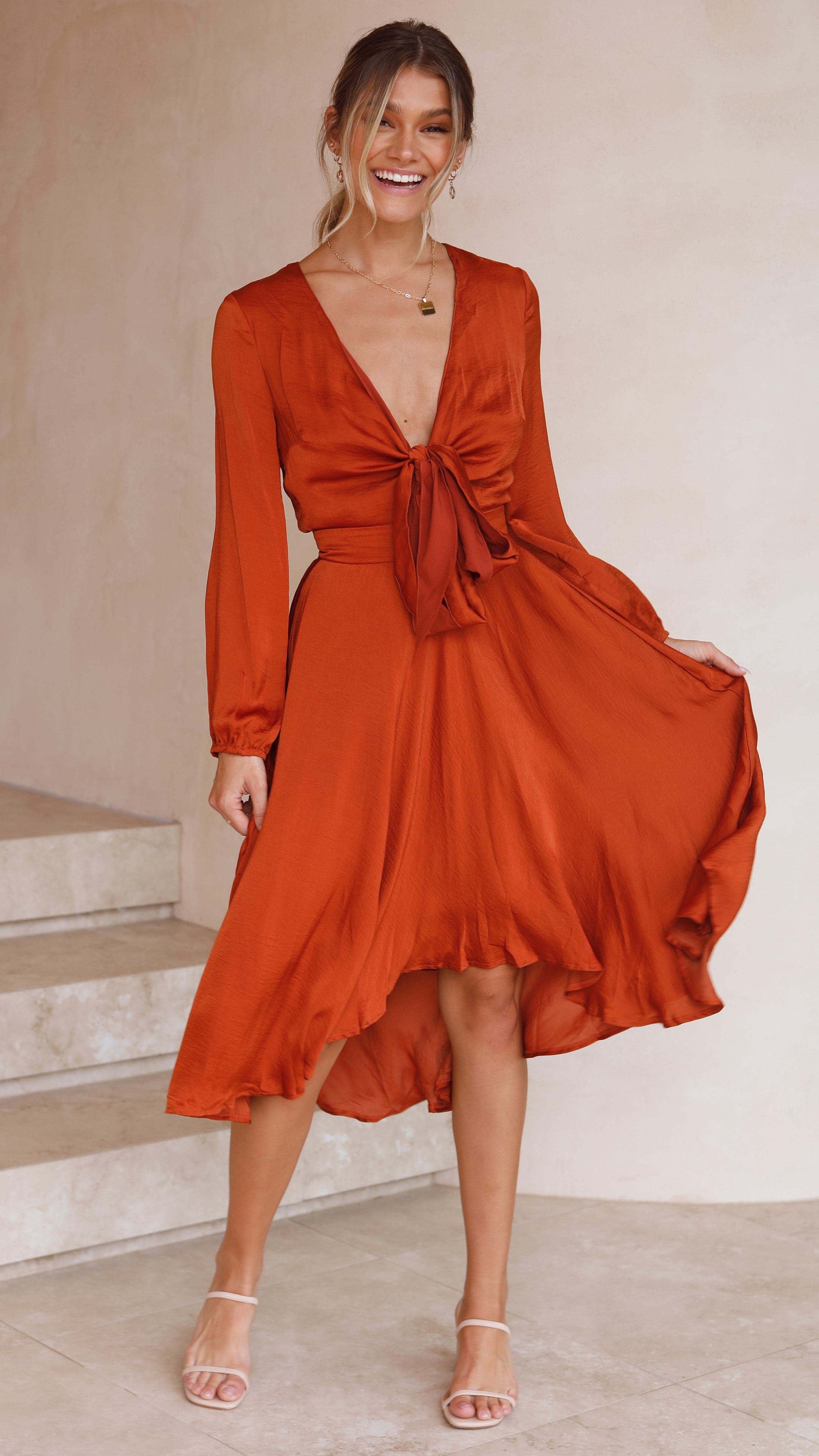 Starry Nights Dress - Rust-Sunshines Bliss