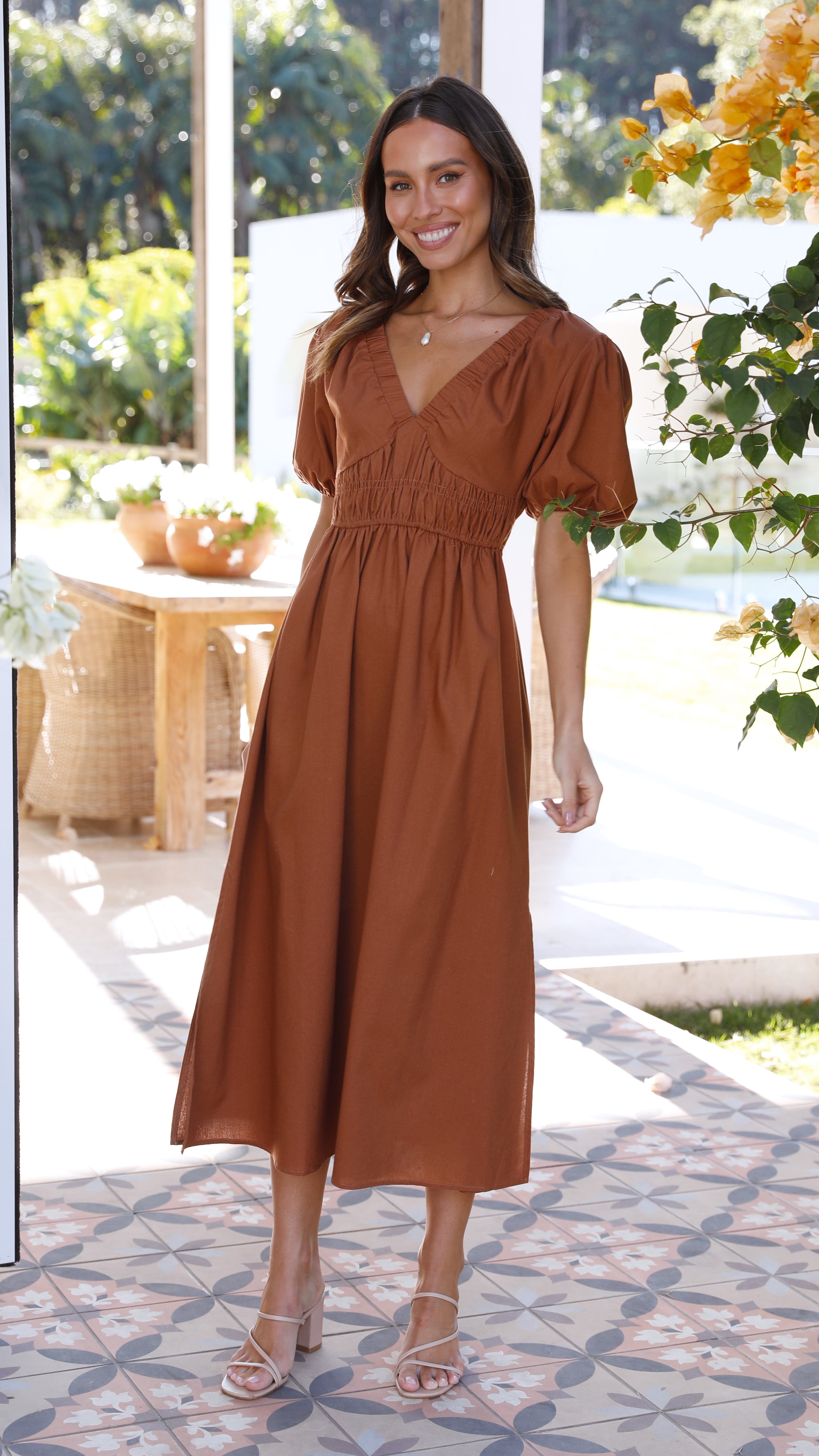 Fiore Maxi Dress - Brown-Sunshines Bliss