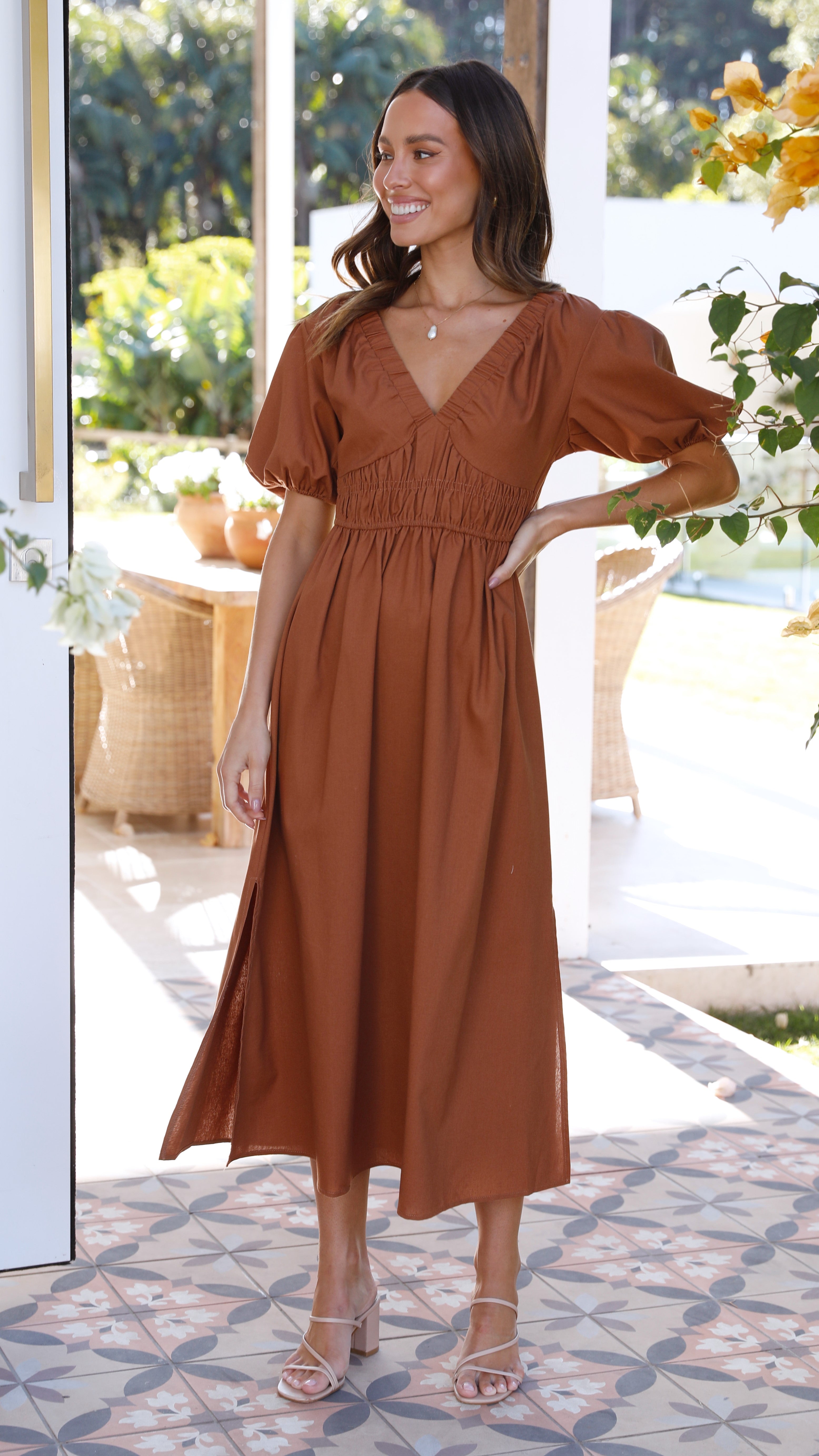 Fiore Maxi Dress - Brown-Sunshines Bliss