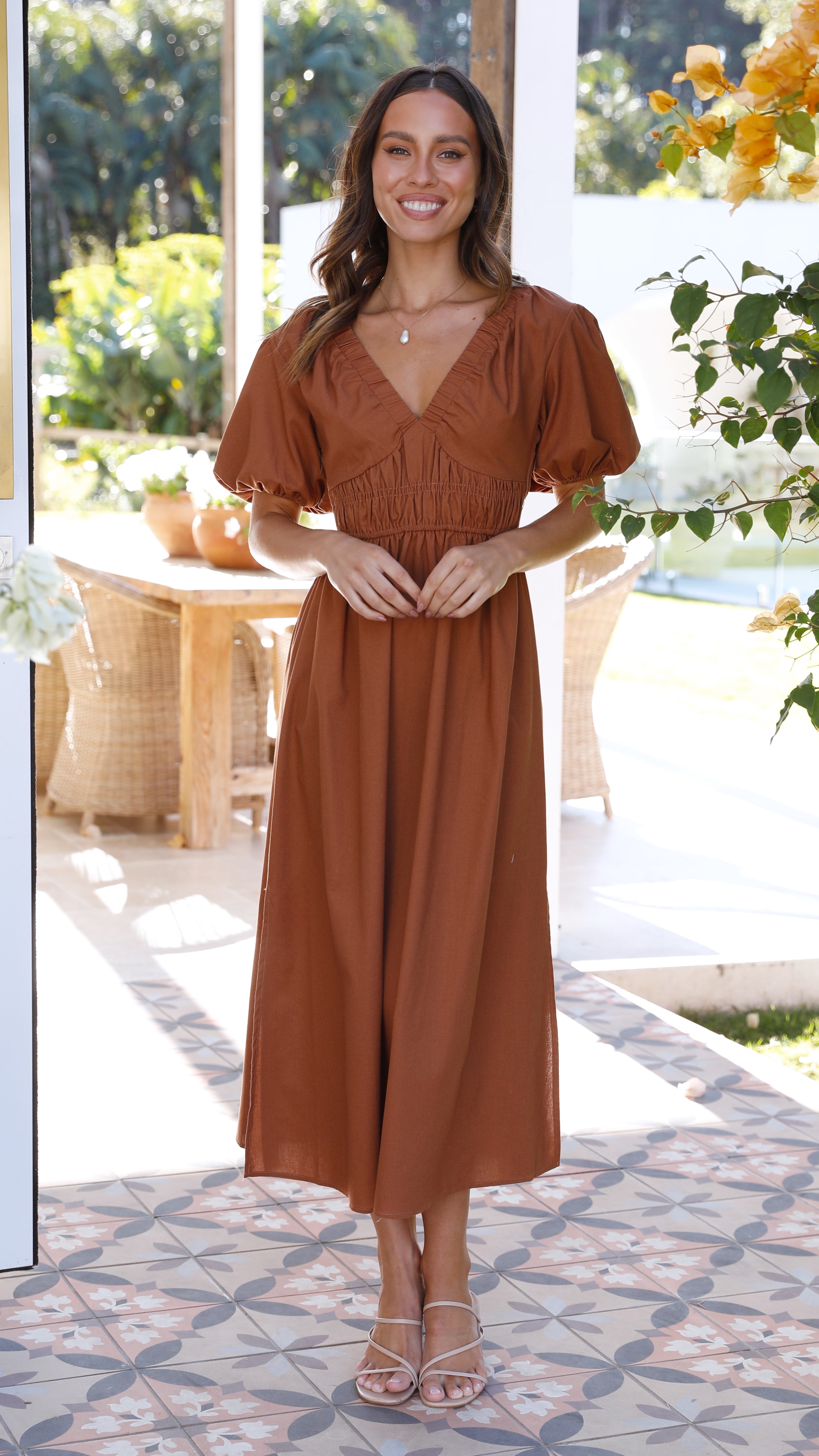 Fiore Maxi Dress - Brown-Sunshines Bliss