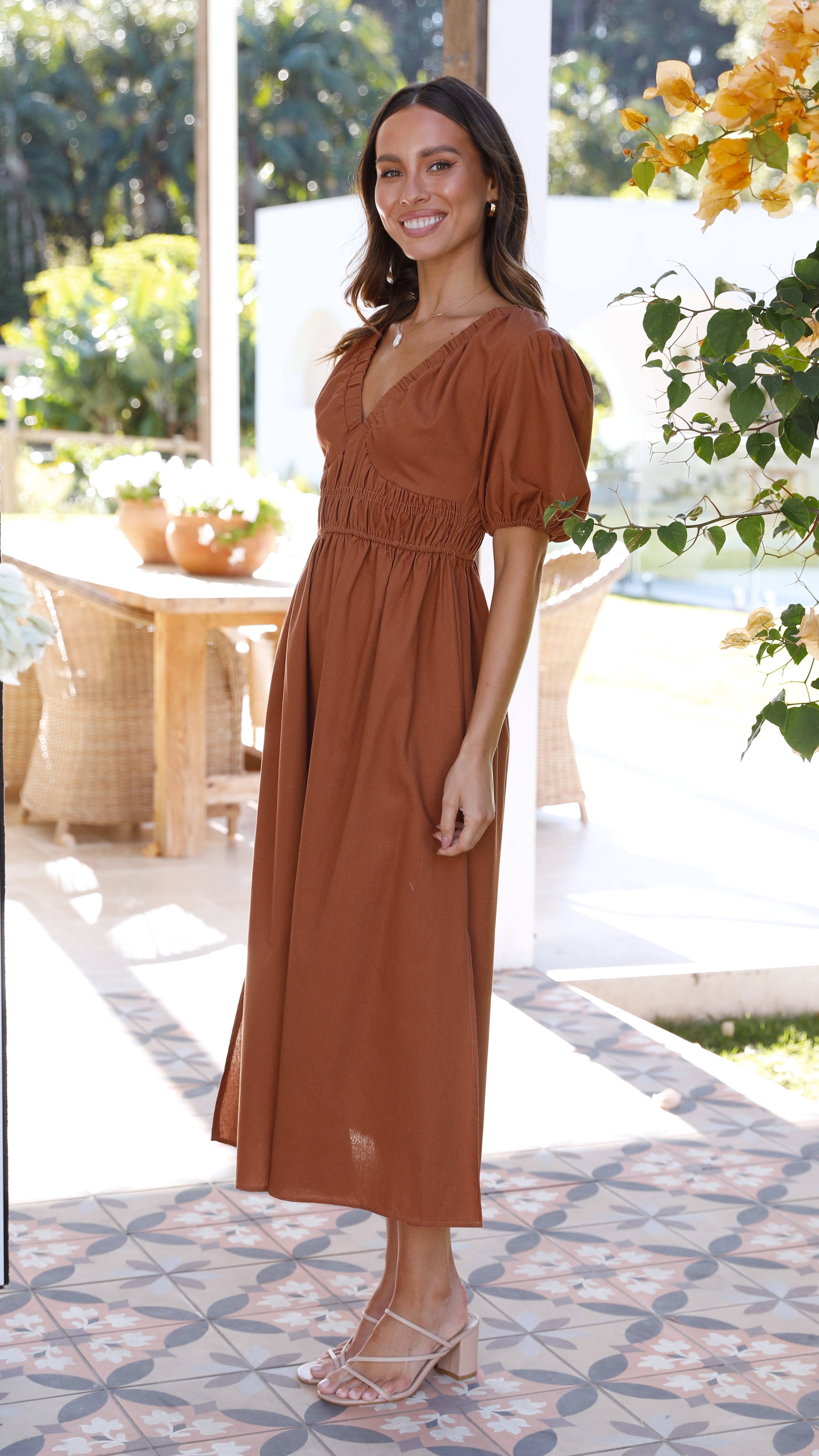 Fiore Maxi Dress - Brown-Sunshines Bliss