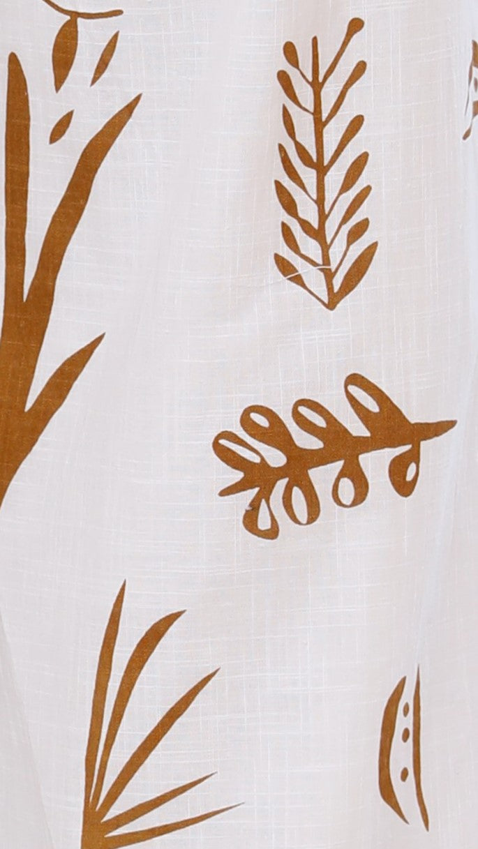 Cleo Button Up Shirt and Pants Set - White/Tan-Sunshines Bliss