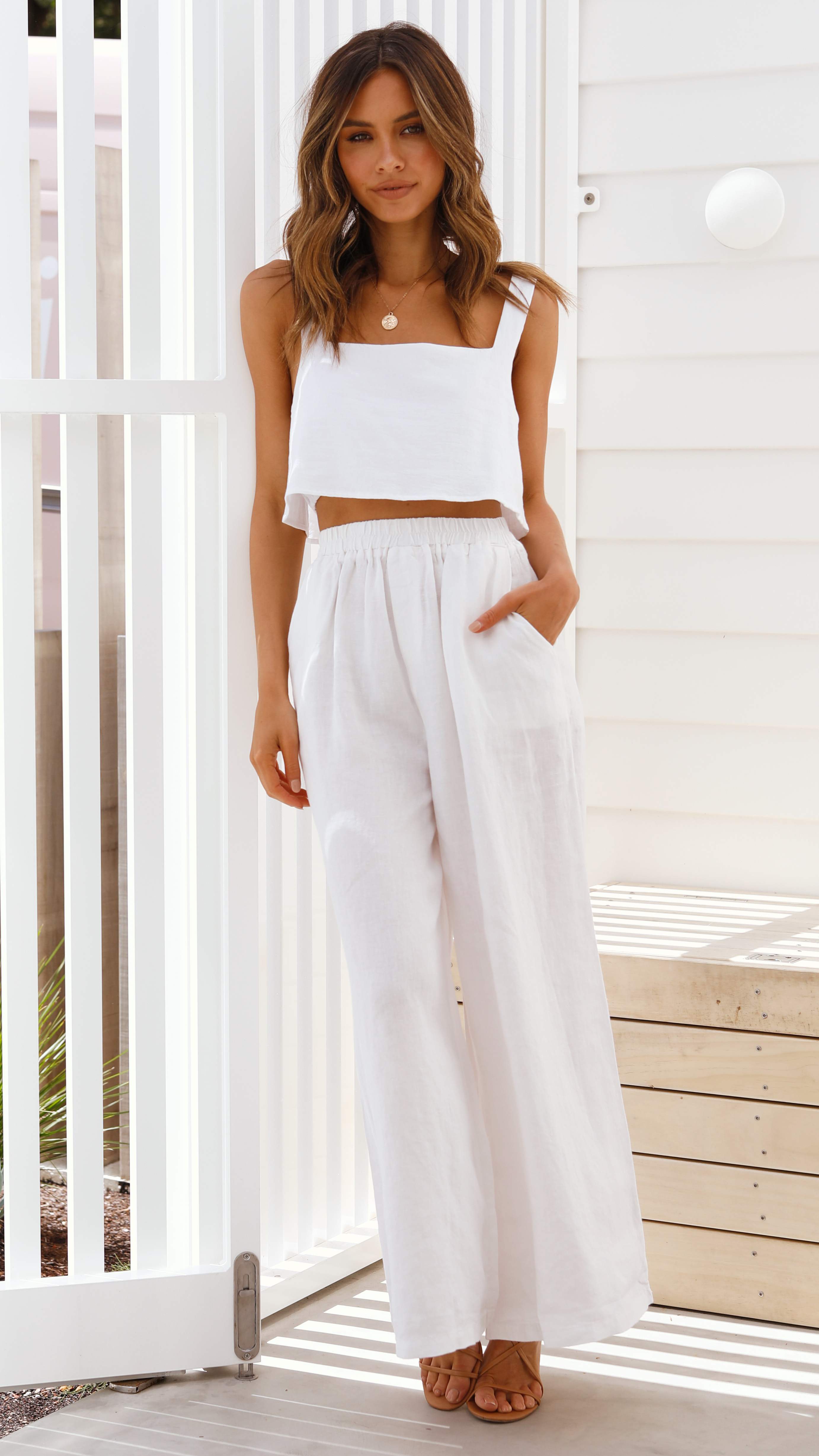 Oceana Pants - White-Sunshines Bliss