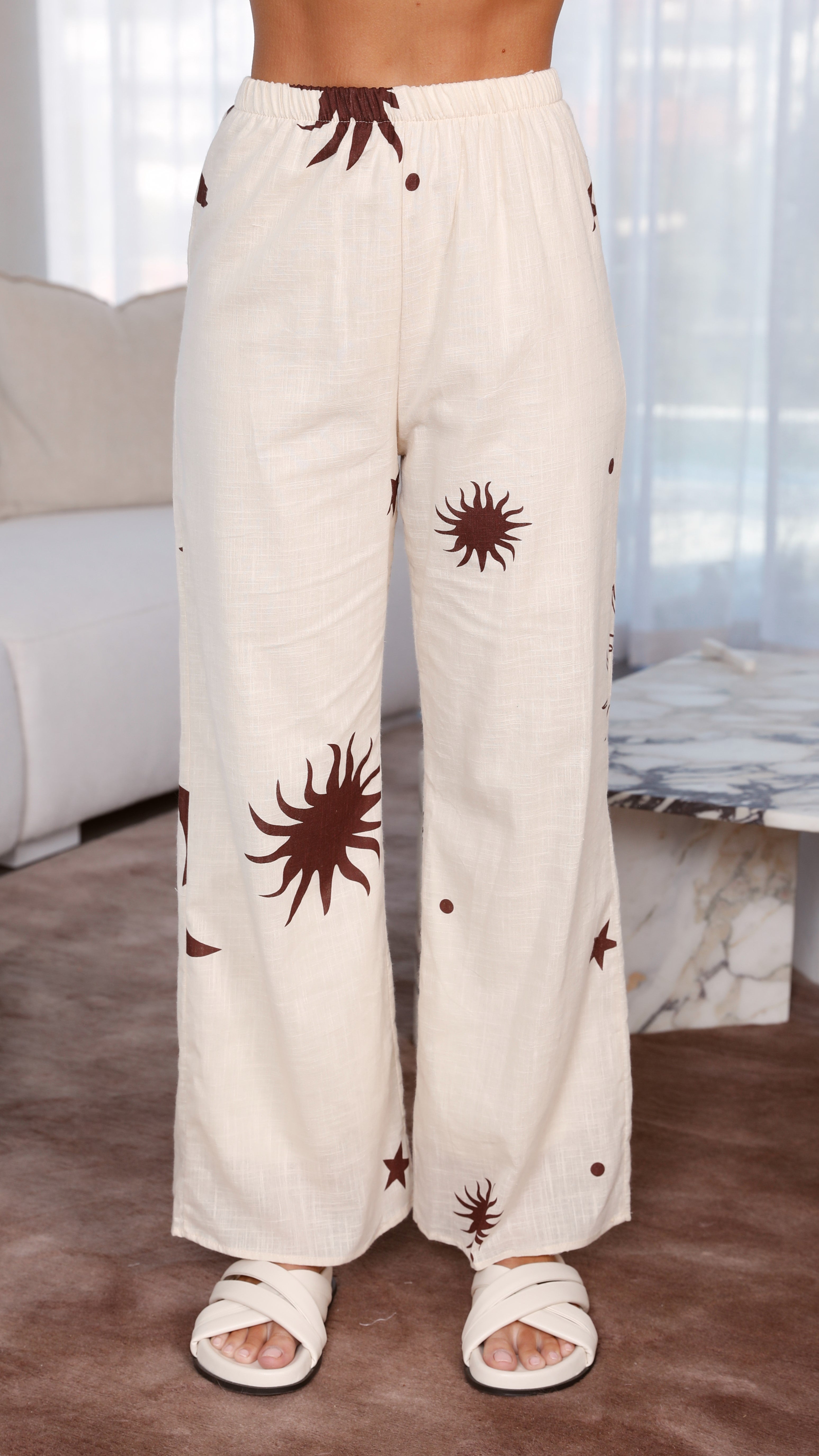 Ramona Button Up Shirt and Pants Set - Beige-Sunshines Bliss