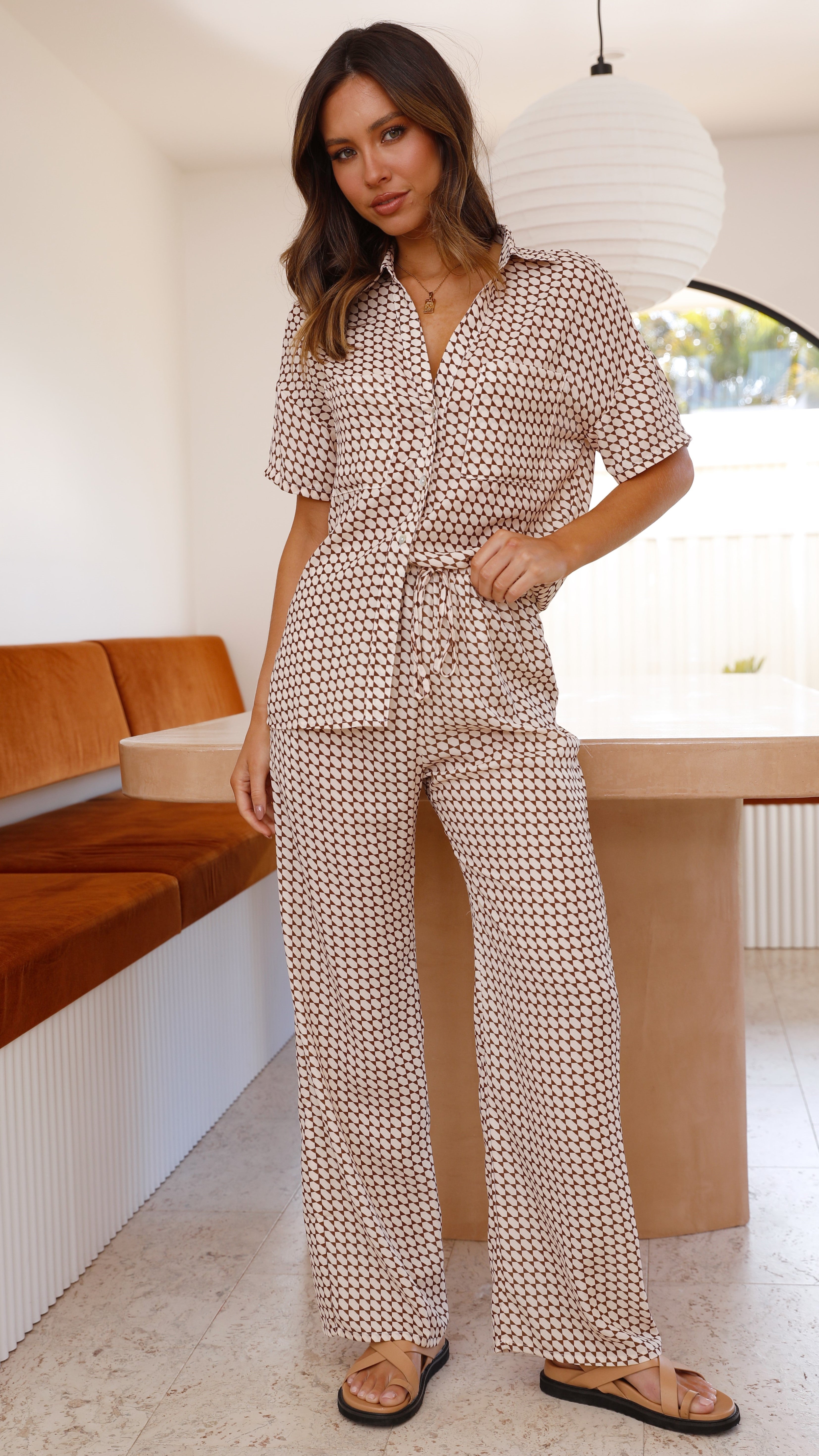 Oke Pants - Beige/Brown-Sunshines Bliss