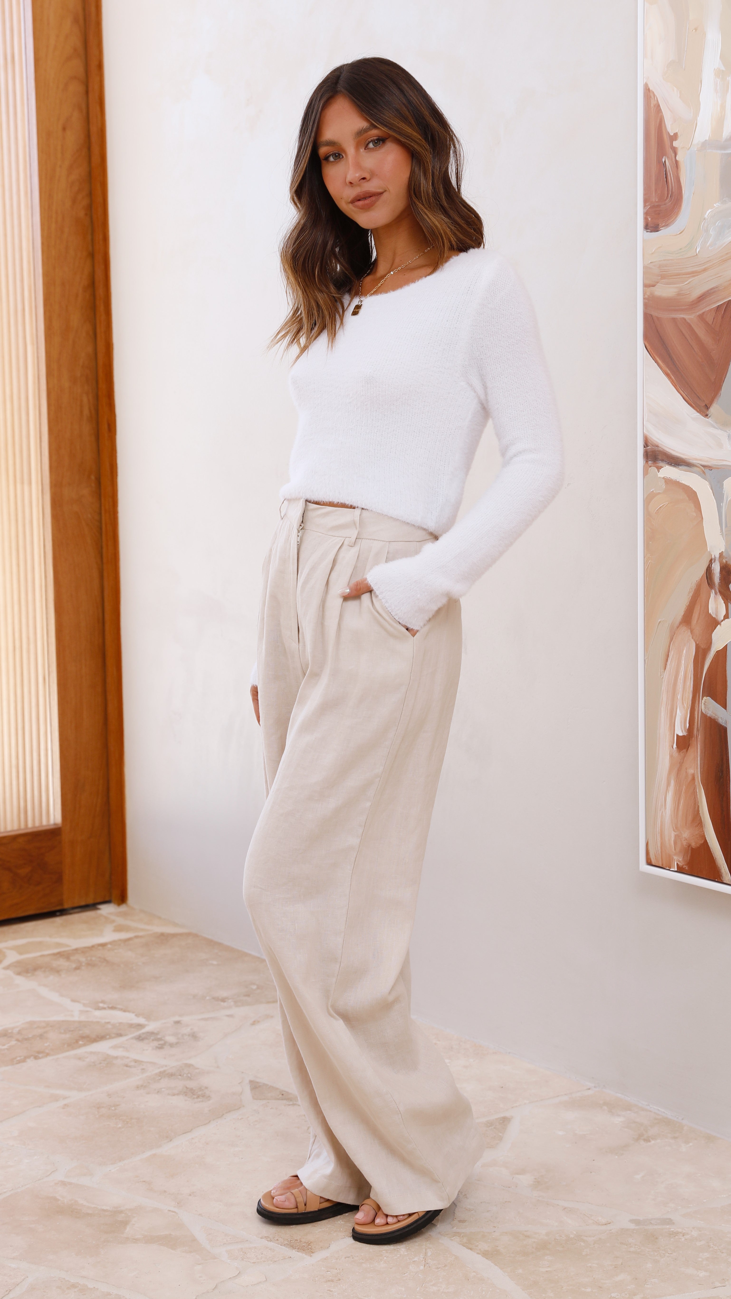 Cassidy Fluffy Knit Top - White-Sunshines Bliss