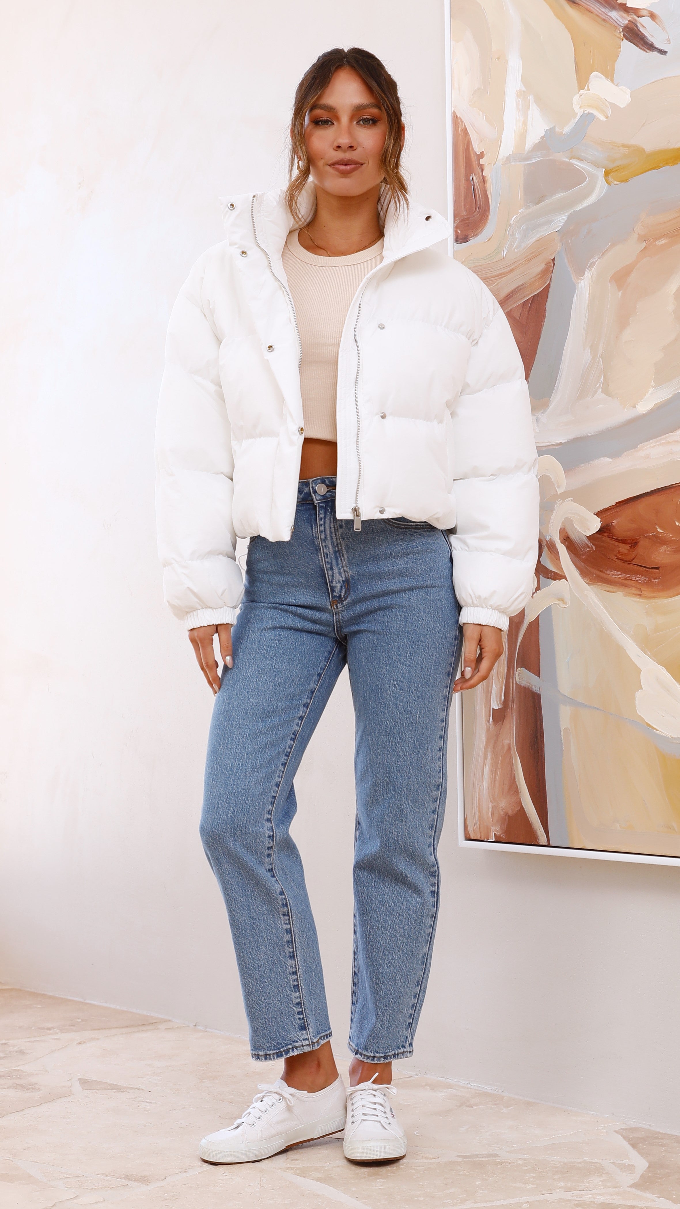 Paula Puffer Jacket - White-Sunshines Bliss