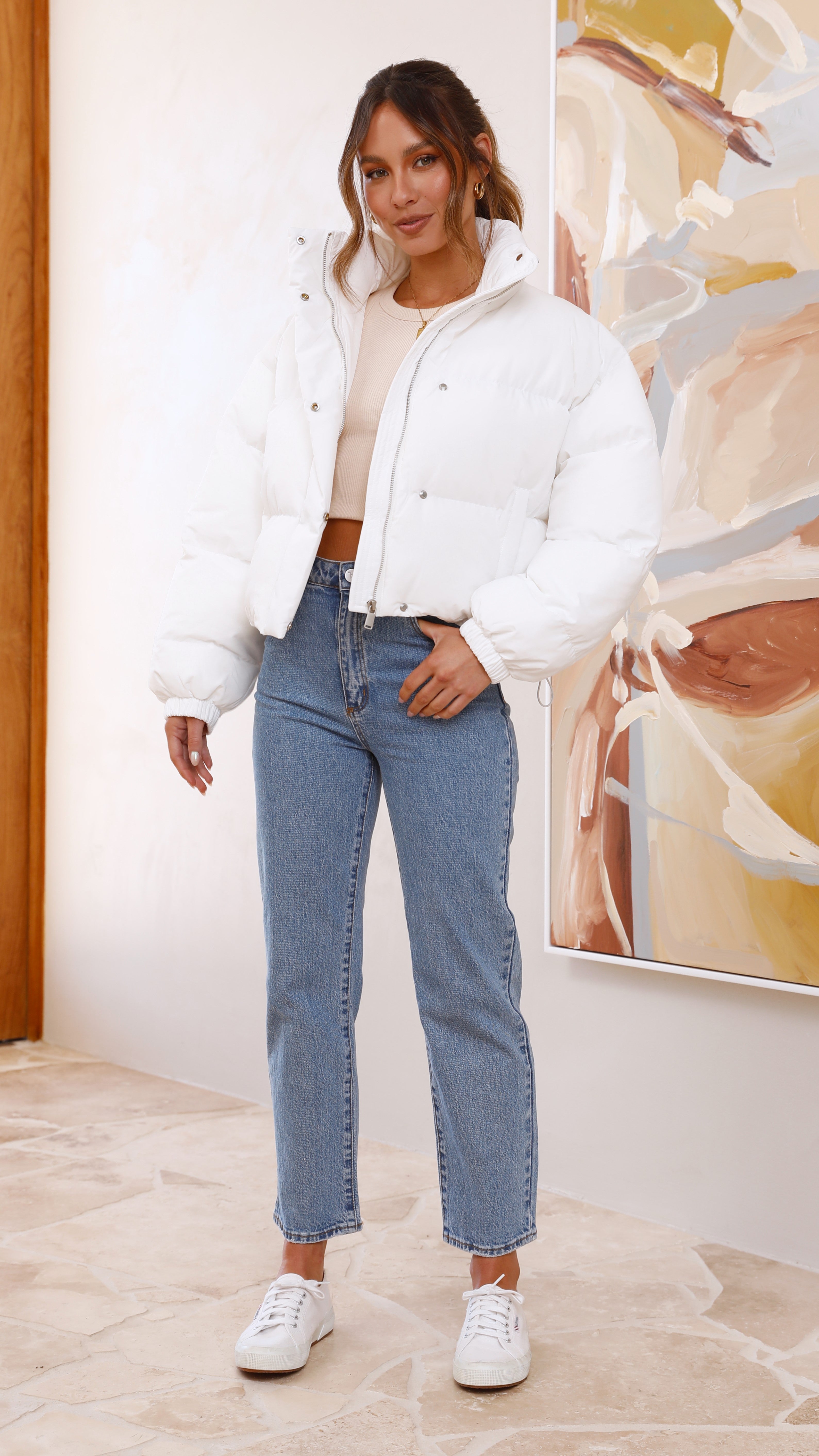 Paula Puffer Jacket - White-Sunshines Bliss