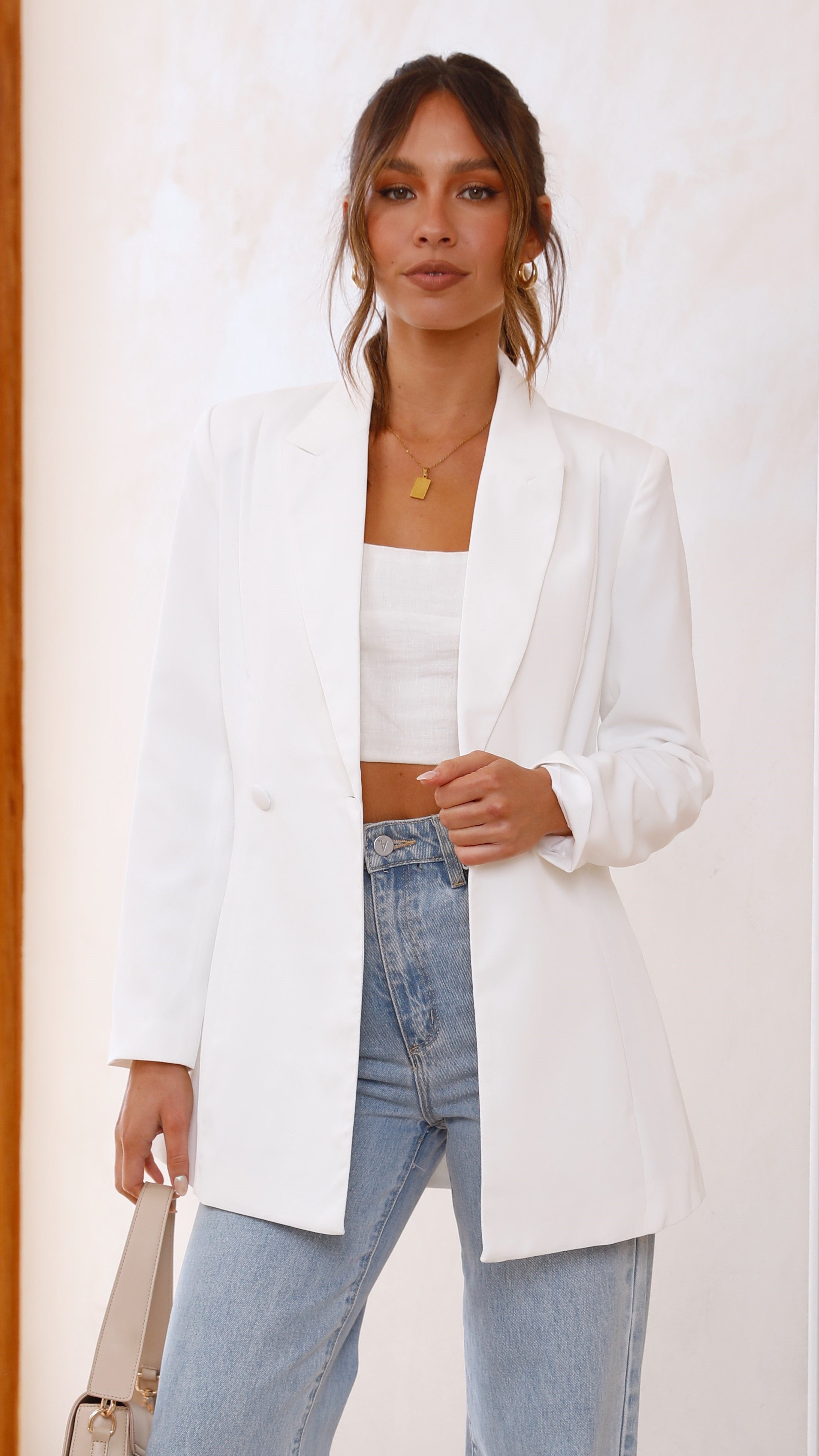 Hada Blazer - White-Sunshines Bliss