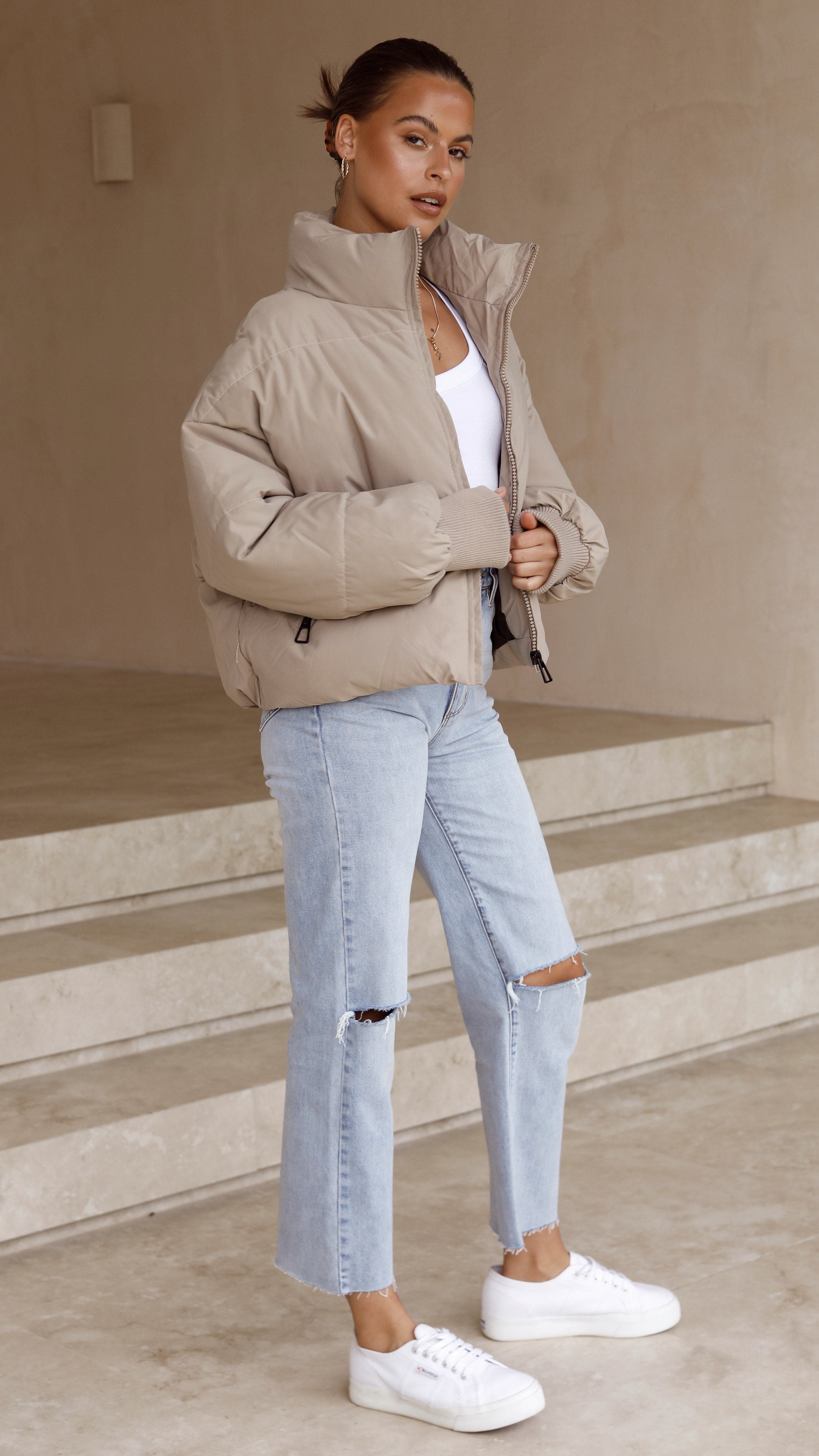 Carmen Puffer Jacket - Taupe-Sunshines Bliss