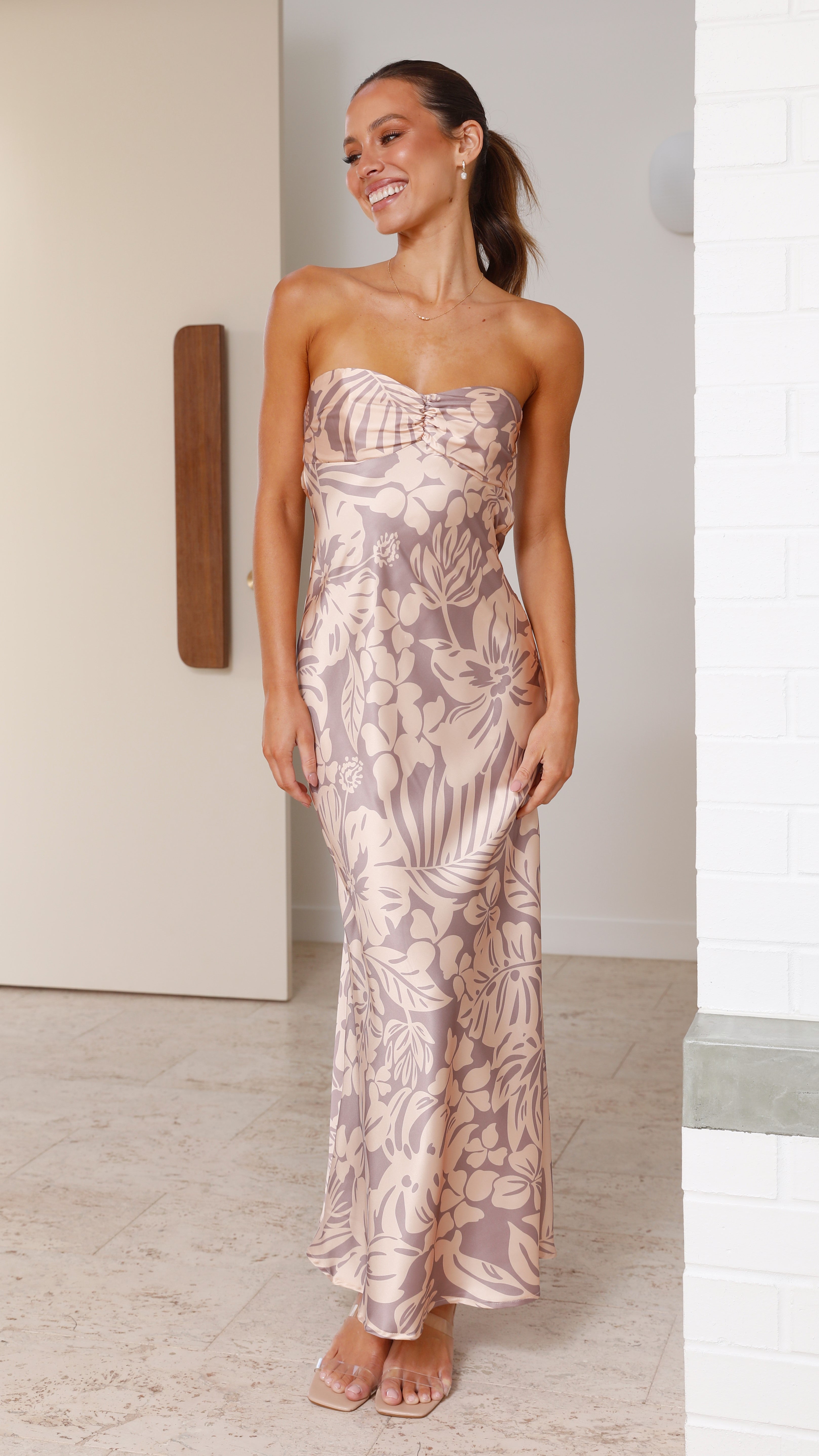 Kahoni Midi Dress - Beige Floral-Sunshines Bliss