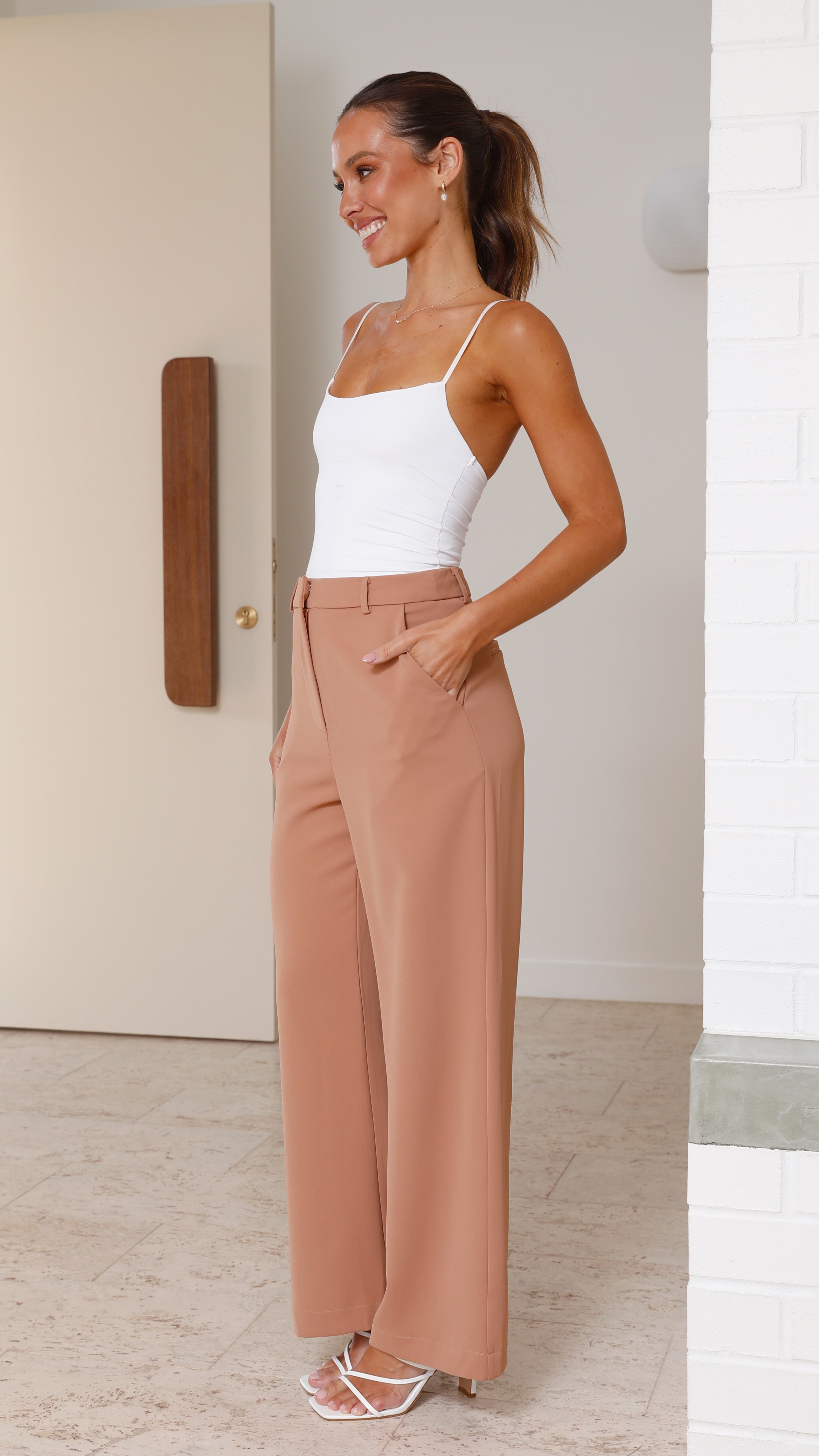 Atelia Pants - Tan-Sunshines Bliss