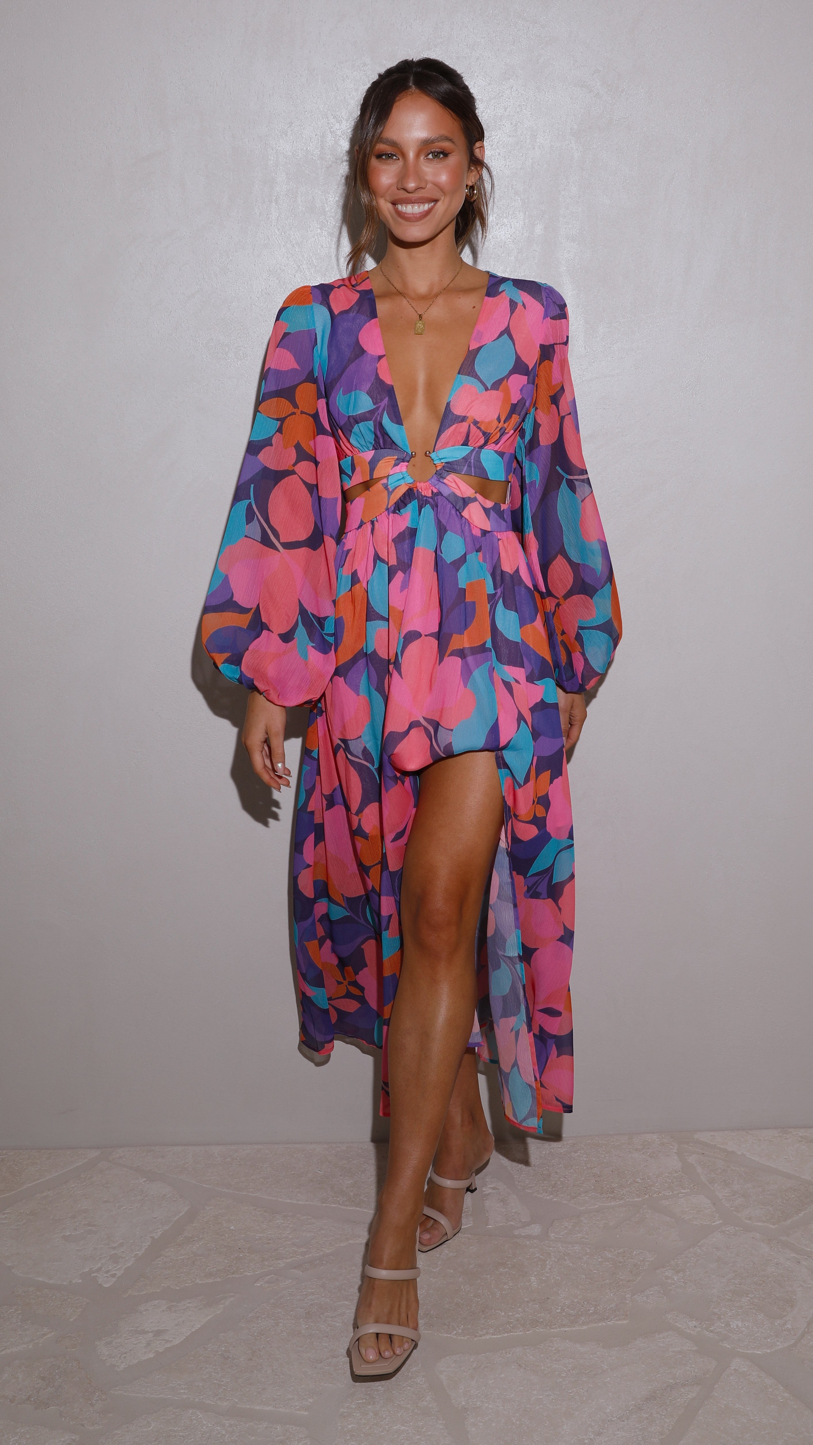 Rosie Maxi Dress - Pink Multi-Sunshines Bliss