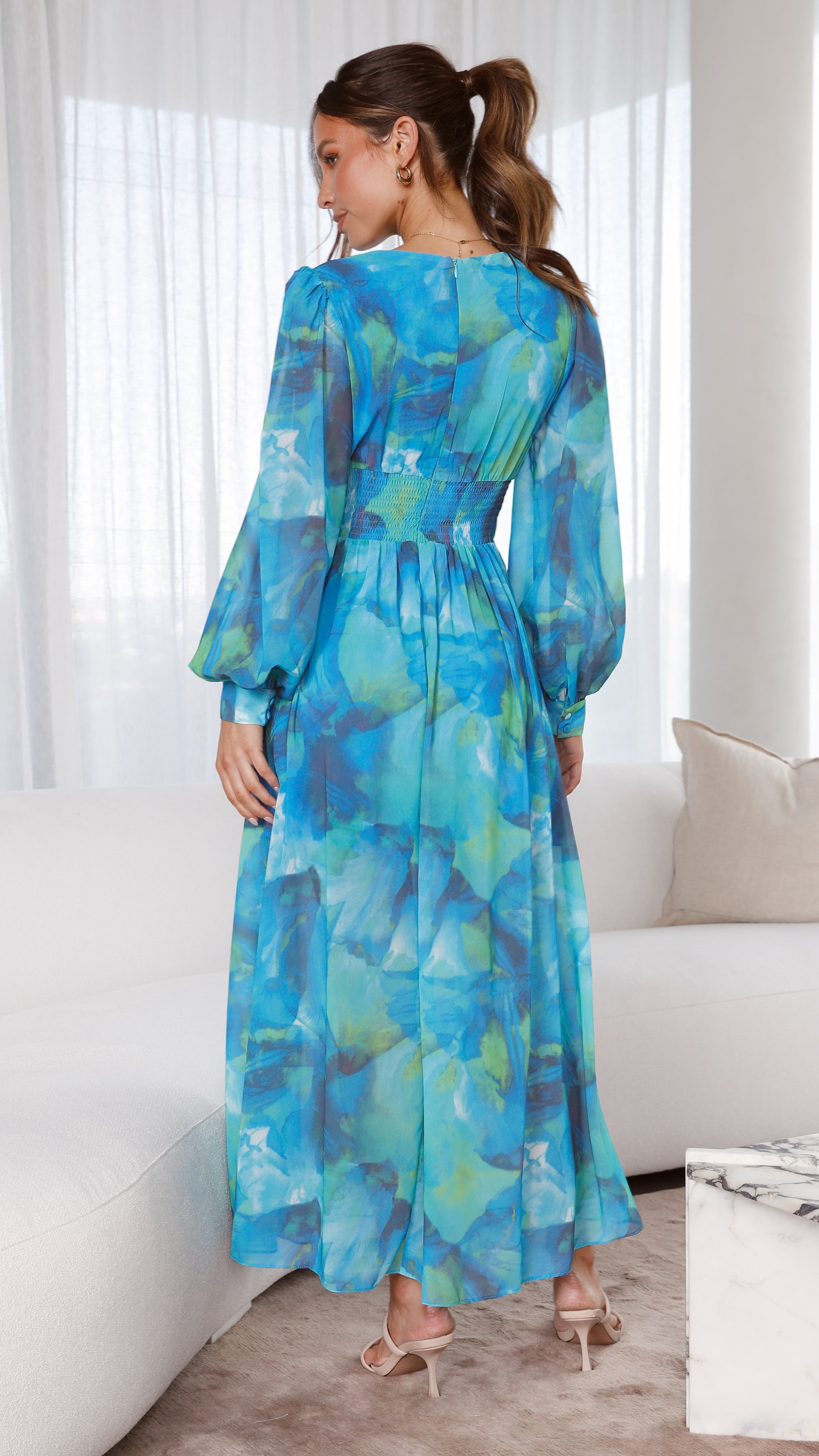 Kayla Maxi Dress - Blue Floral-Sunshines Bliss