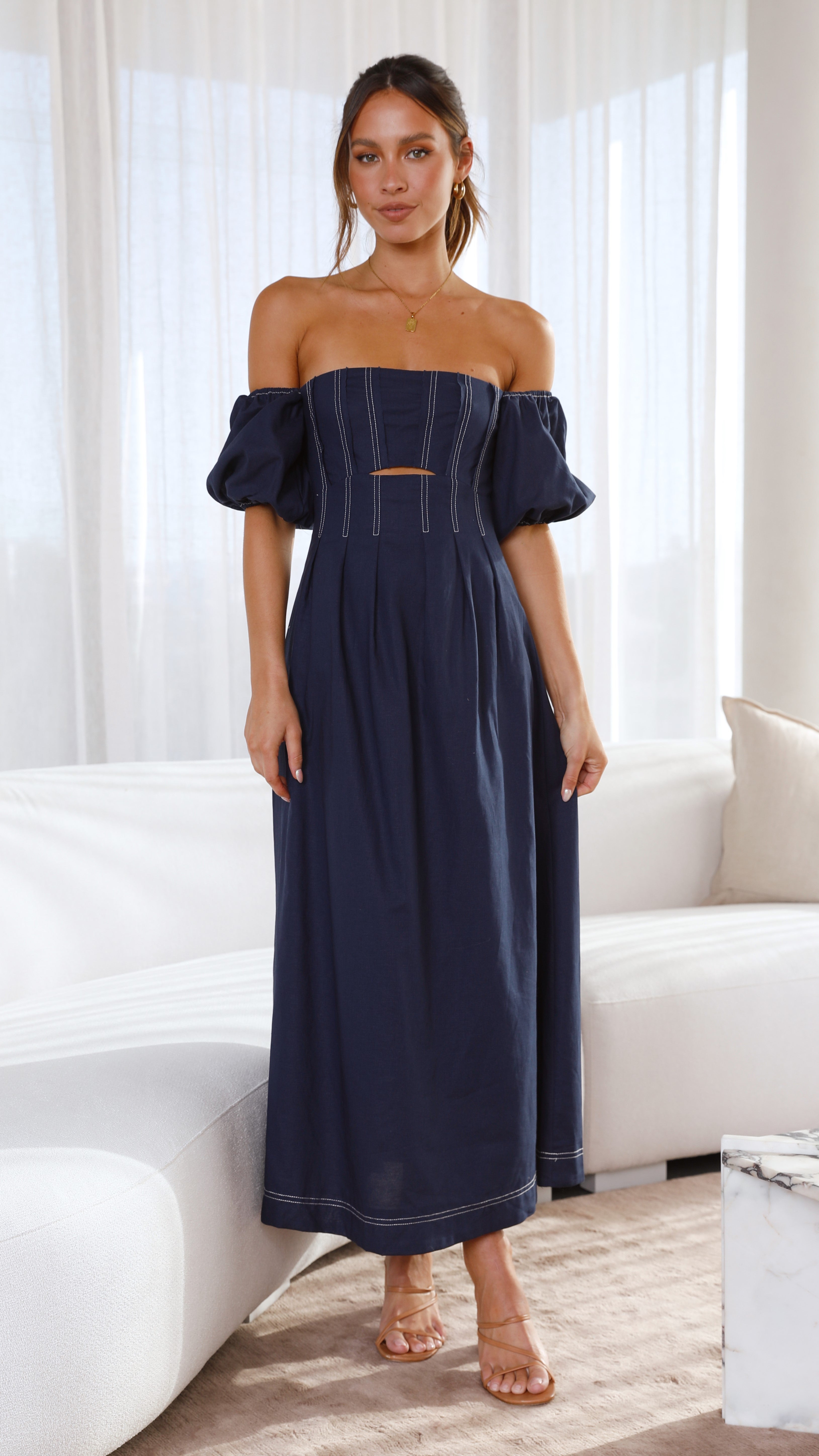Claira Midi Dress - Navy-Sunshines Bliss