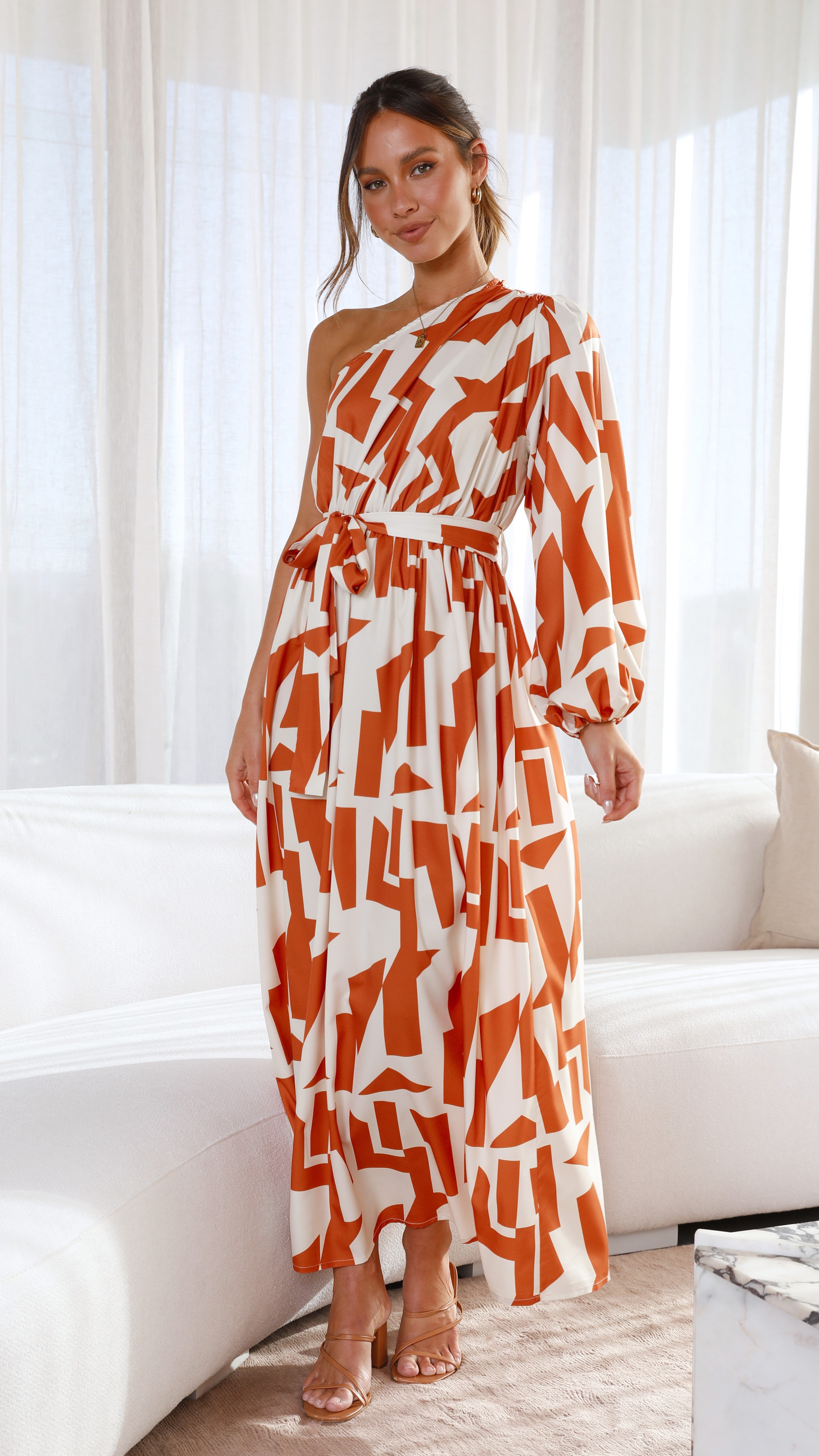 Melanie Maxi Dress - Orange/Rust Print-Sunshines Bliss