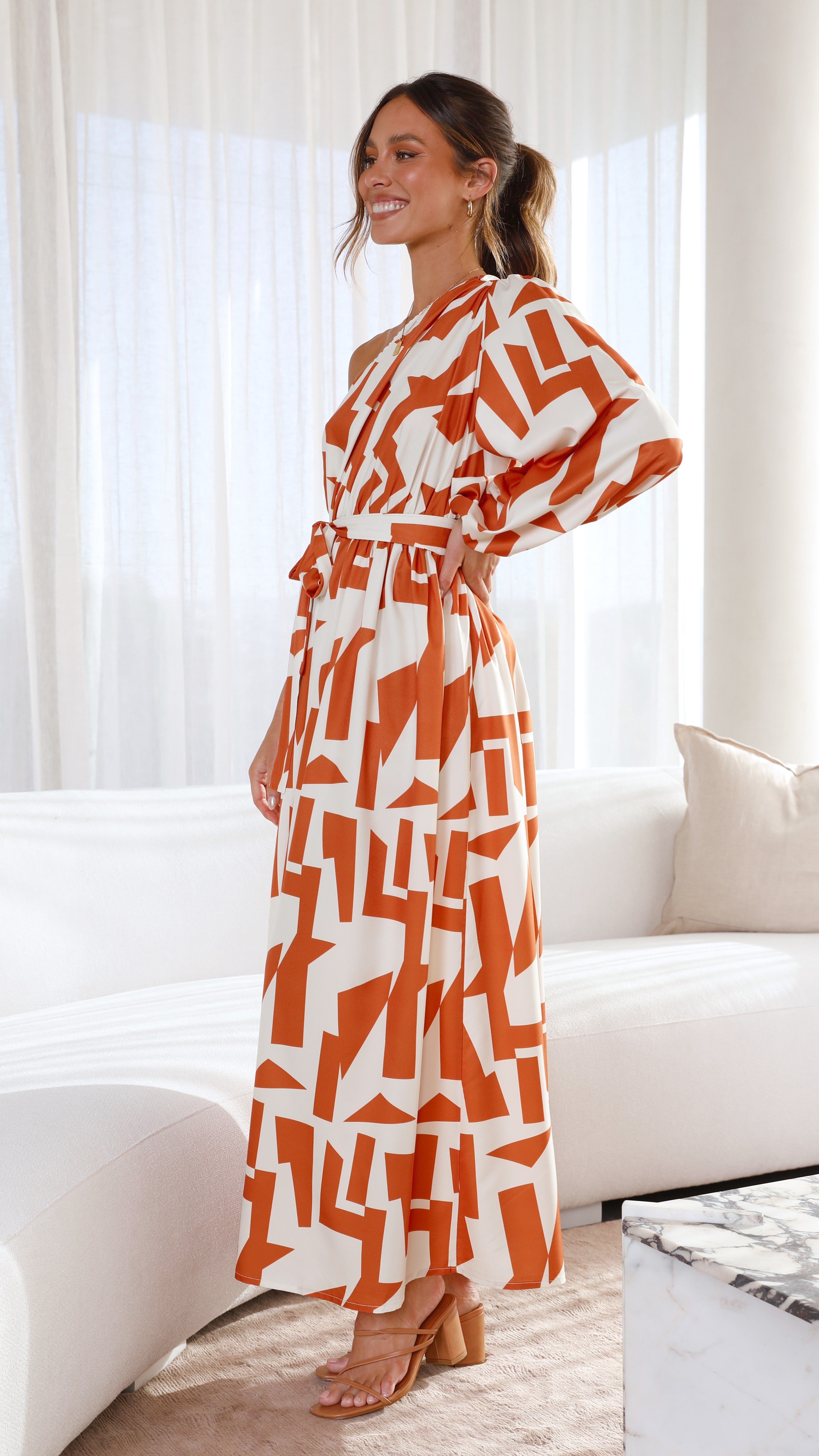 Melanie Maxi Dress - Orange/Rust Print-Sunshines Bliss