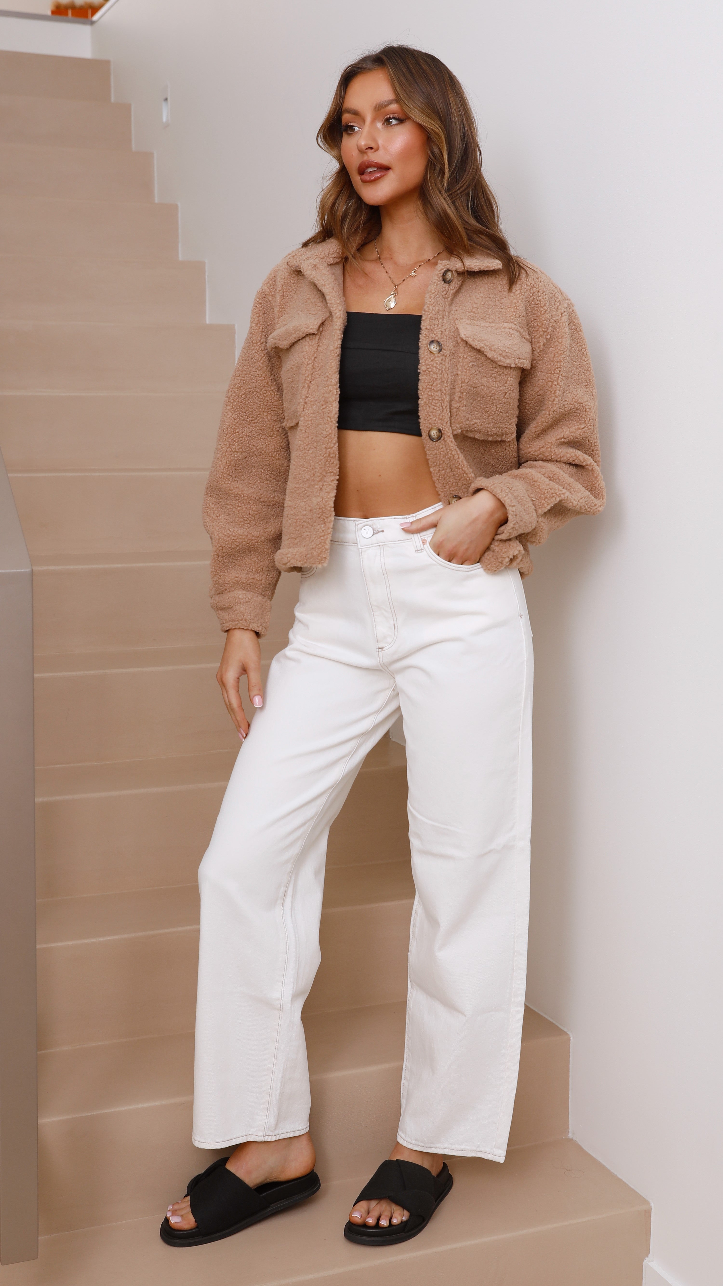 Hany Teddy Jacket - Camel-Sunshines Bliss