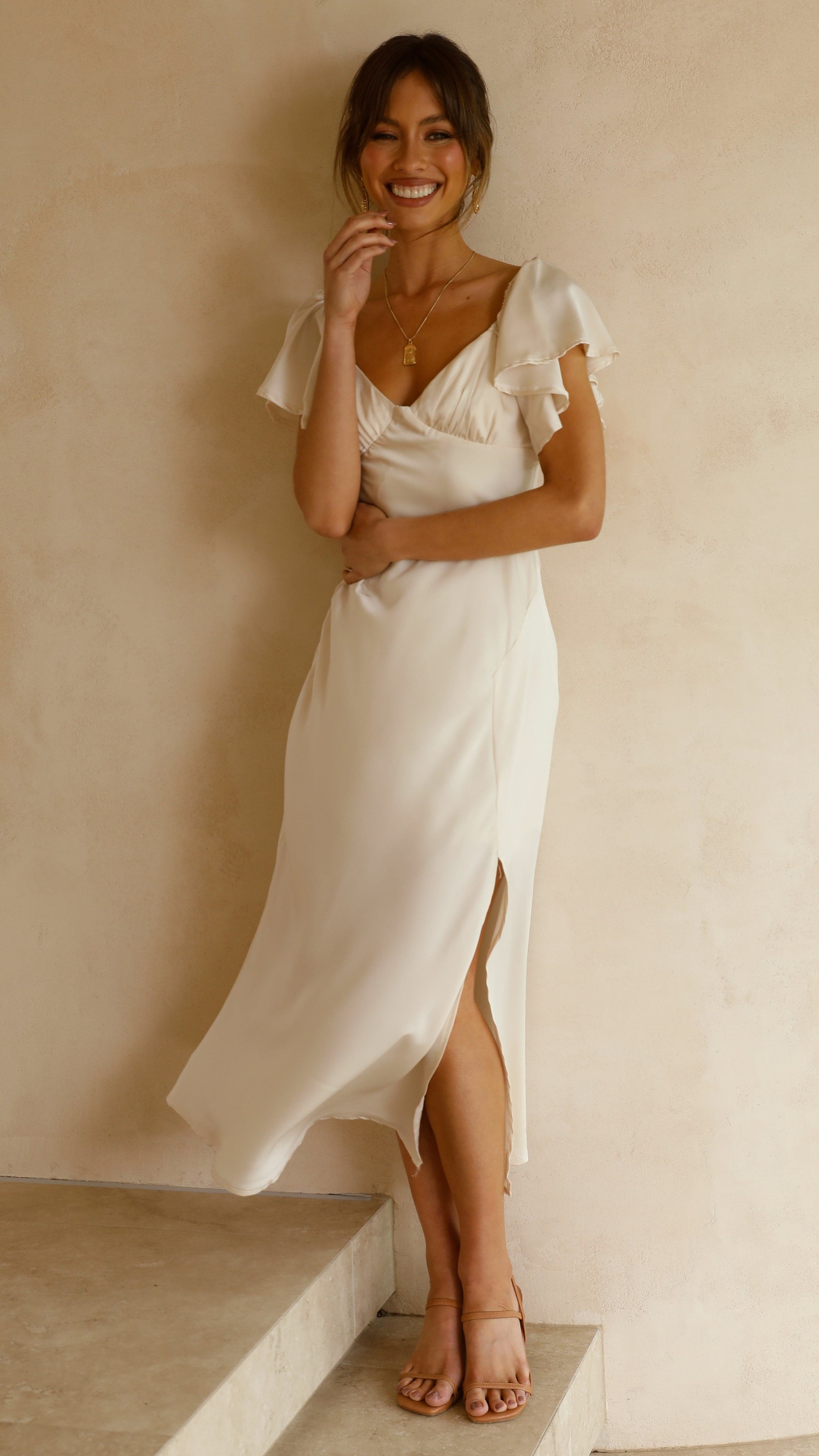 Louisa Midi Dress - Ivory-Sunshines Bliss