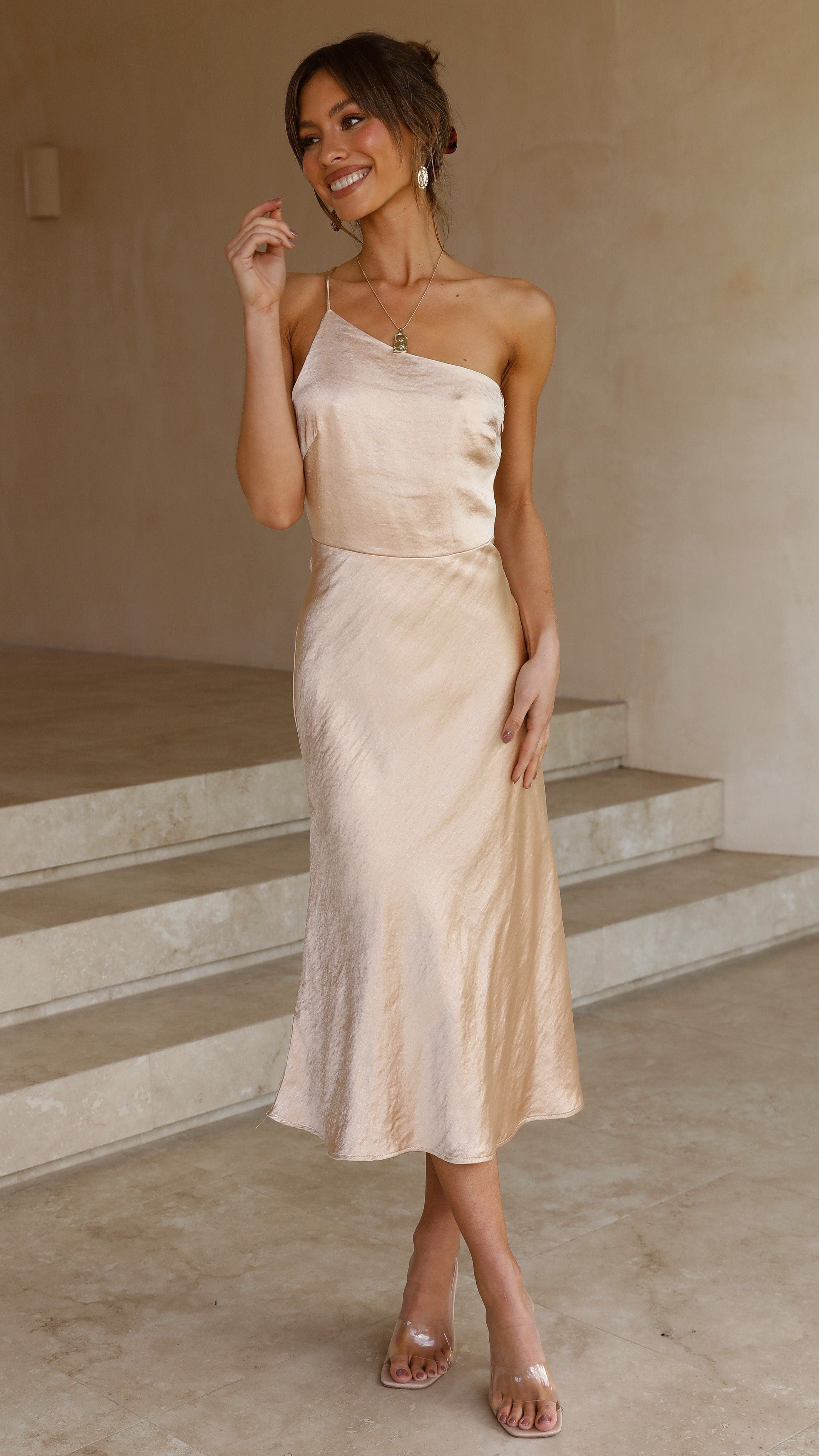 Kimbra Midi Dress - Gold-Sunshines Bliss