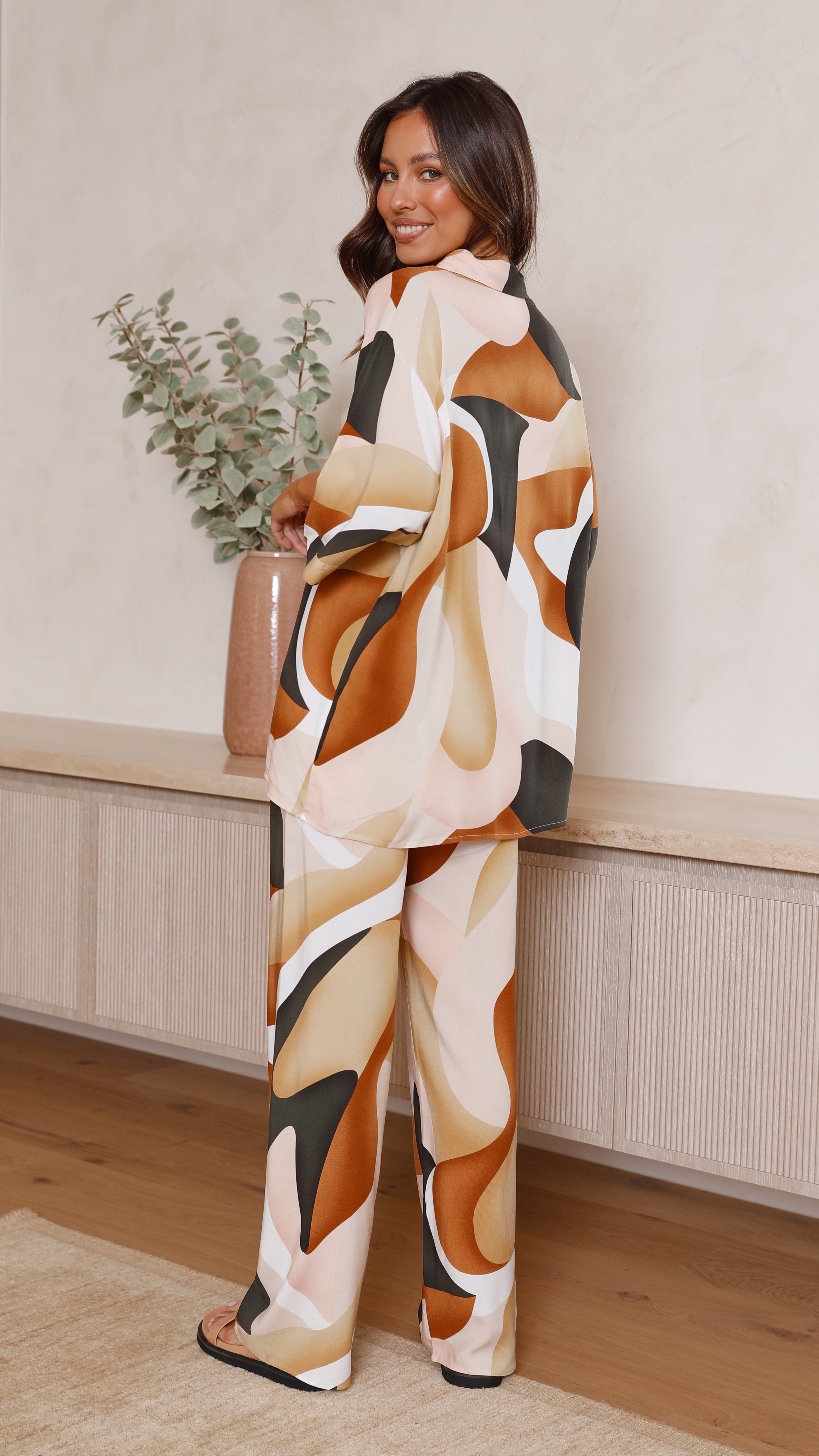 Bailie Shirt and Pants Set - Brown/Orange-Sunshines Bliss