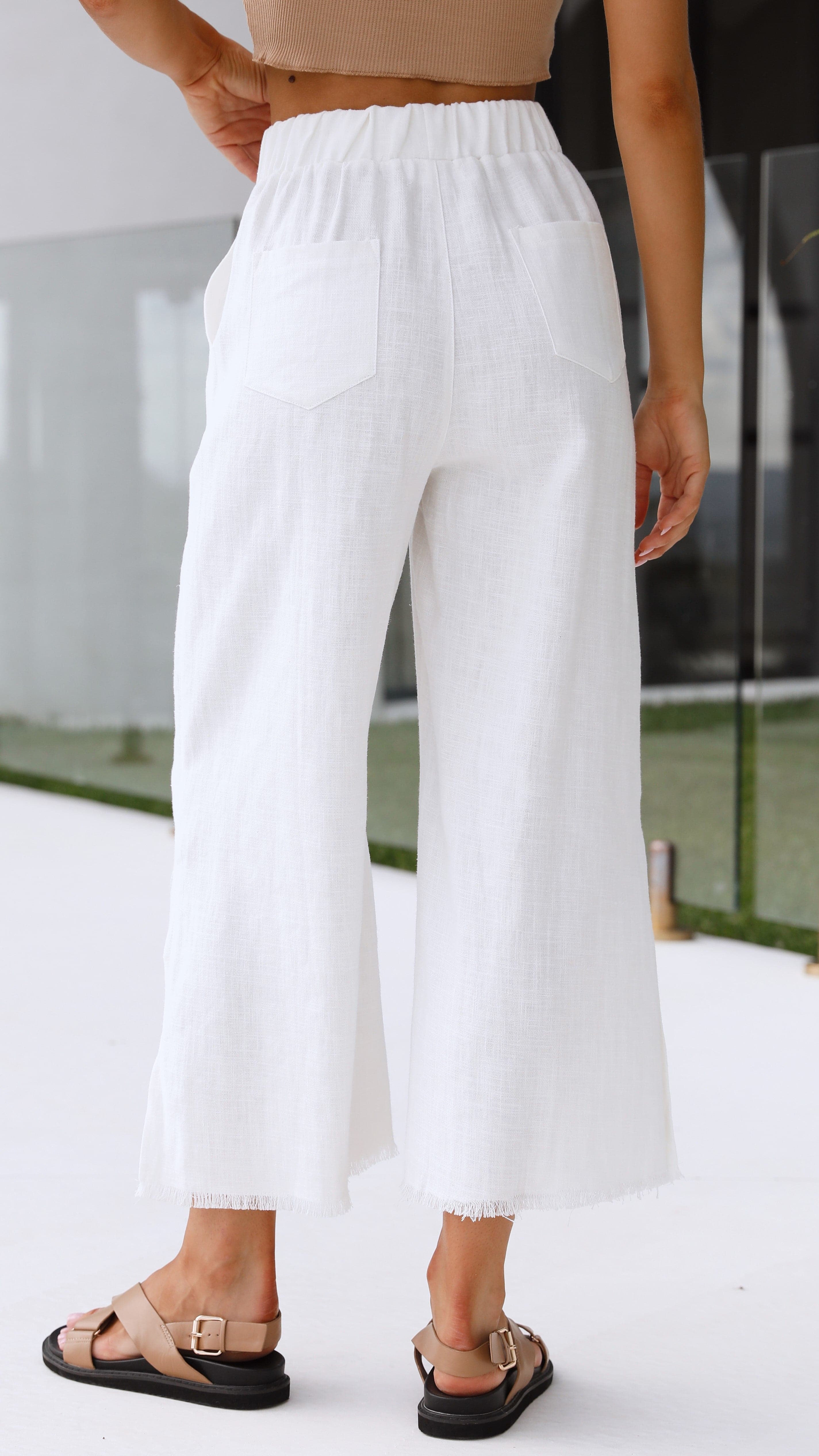 Sweet Side Pants - White-Sunshines Bliss