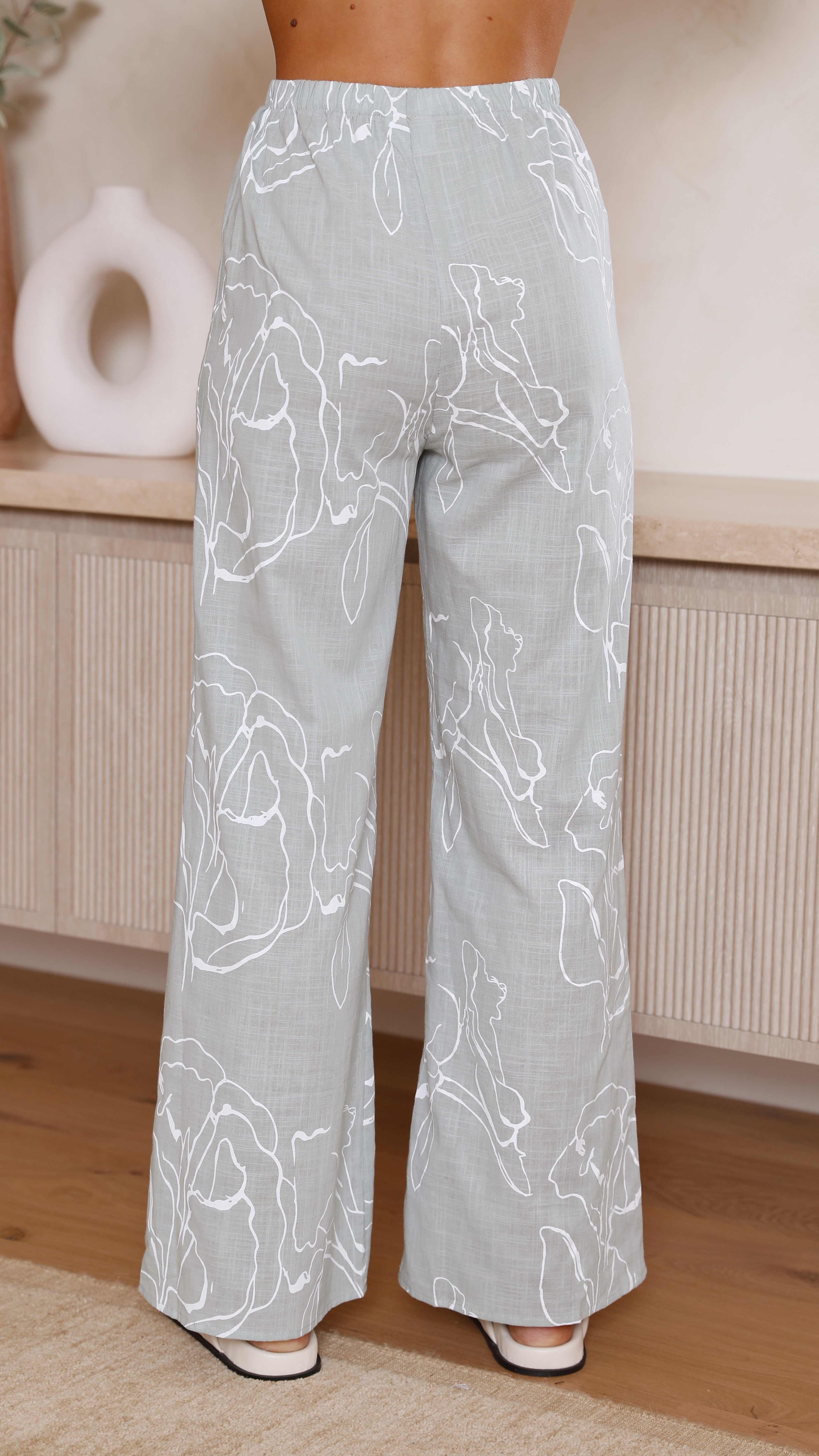 Hailey Button Up Shirt and Pants Set - Sage Floral-Sunshines Bliss