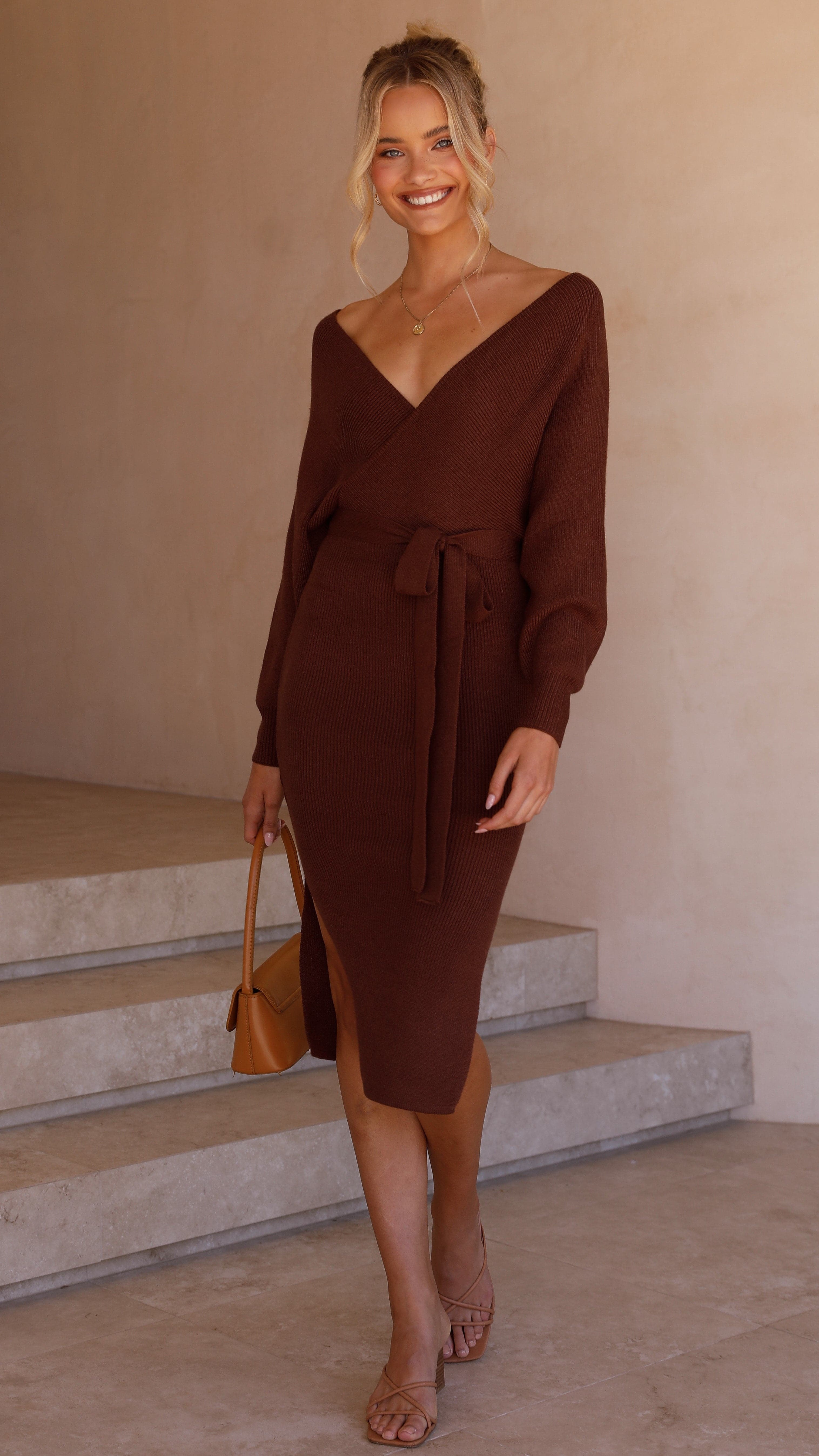 Jayla Knit Dress - Chocolate-Sunshines Bliss