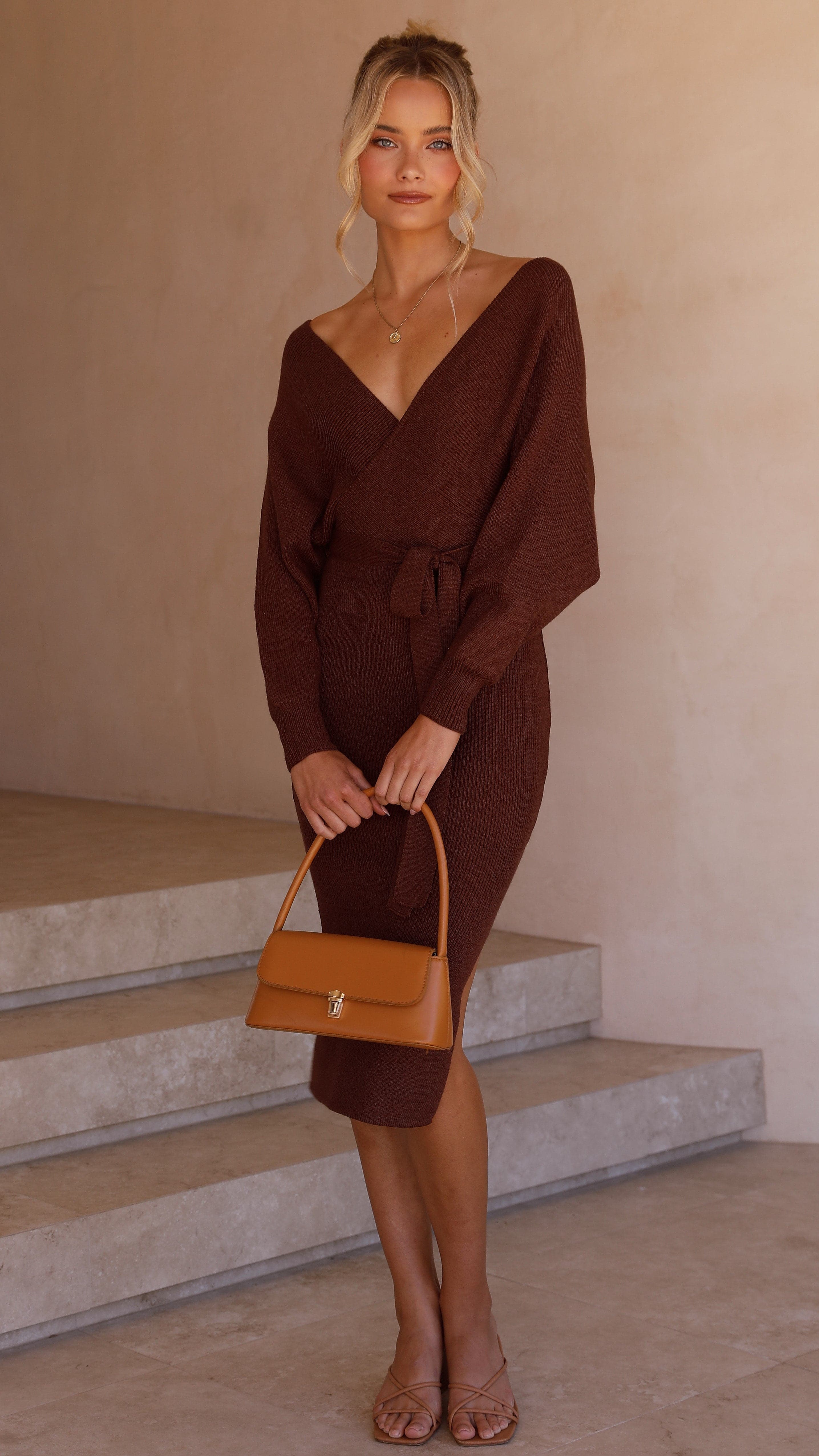 Jayla Knit Dress - Chocolate-Sunshines Bliss