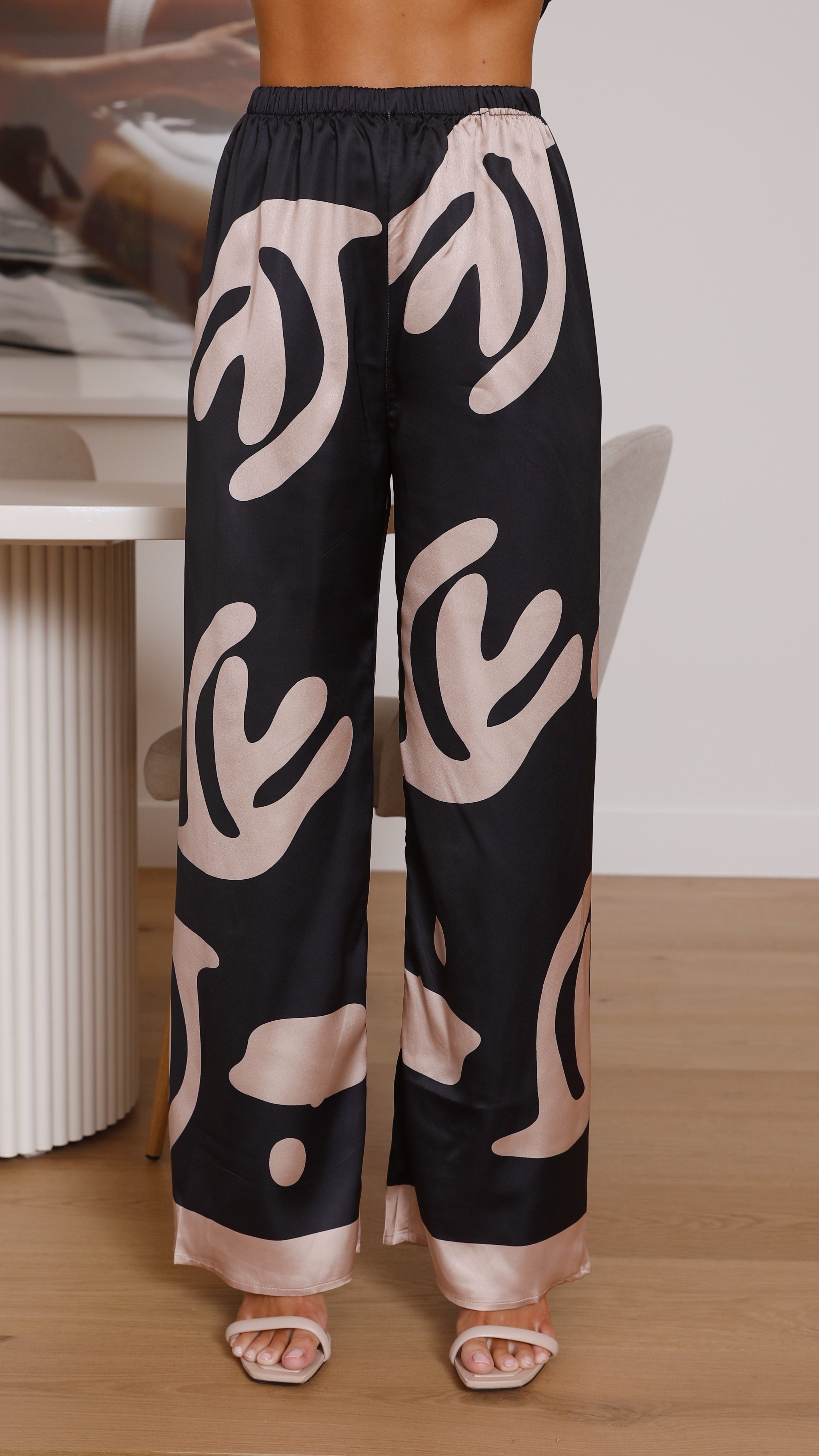 Bailie Shirt and Pants Set - Black/Beige Coral-Sunshines Bliss