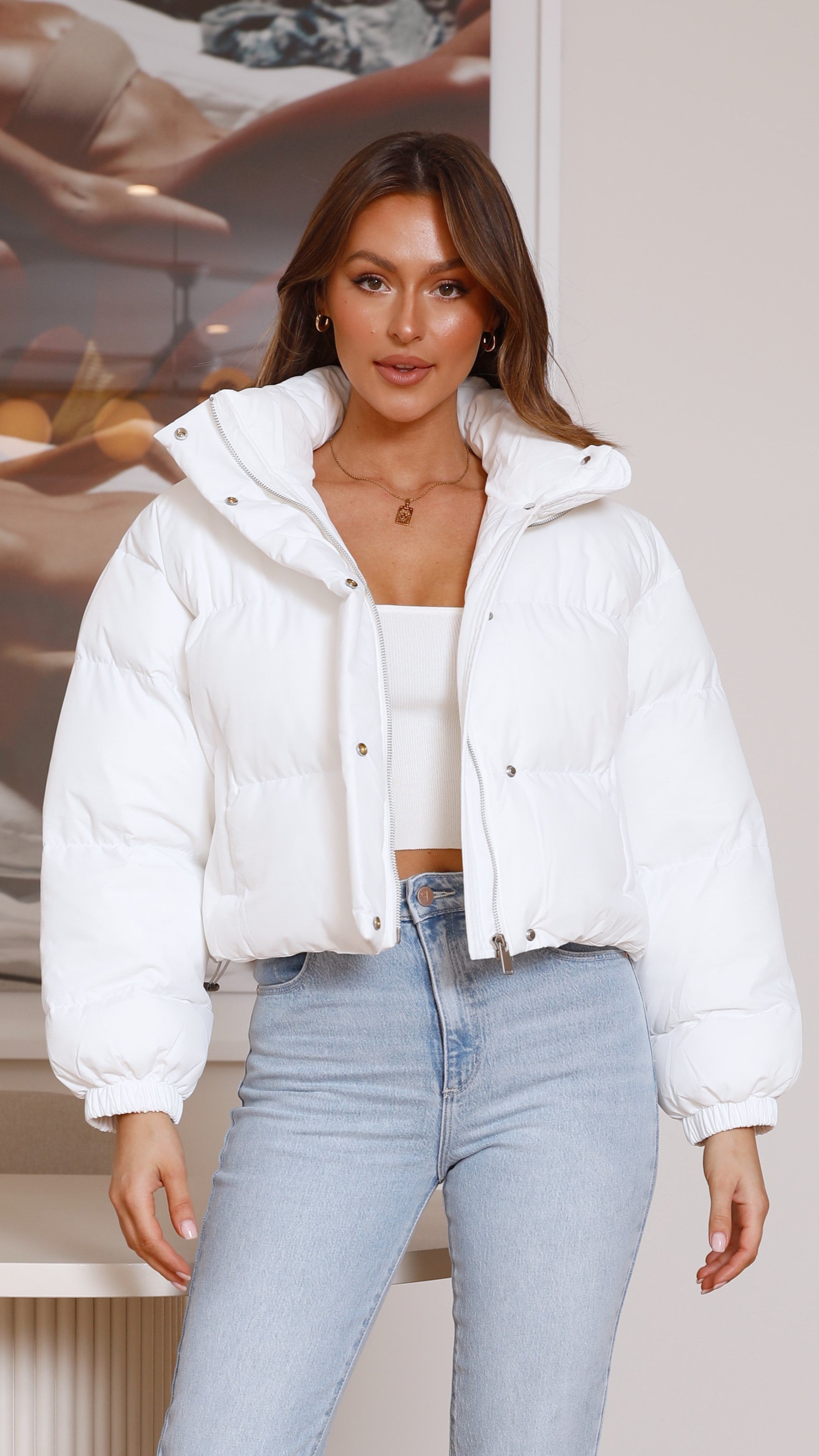 Paula Puffer Jacket - White-Sunshines Bliss