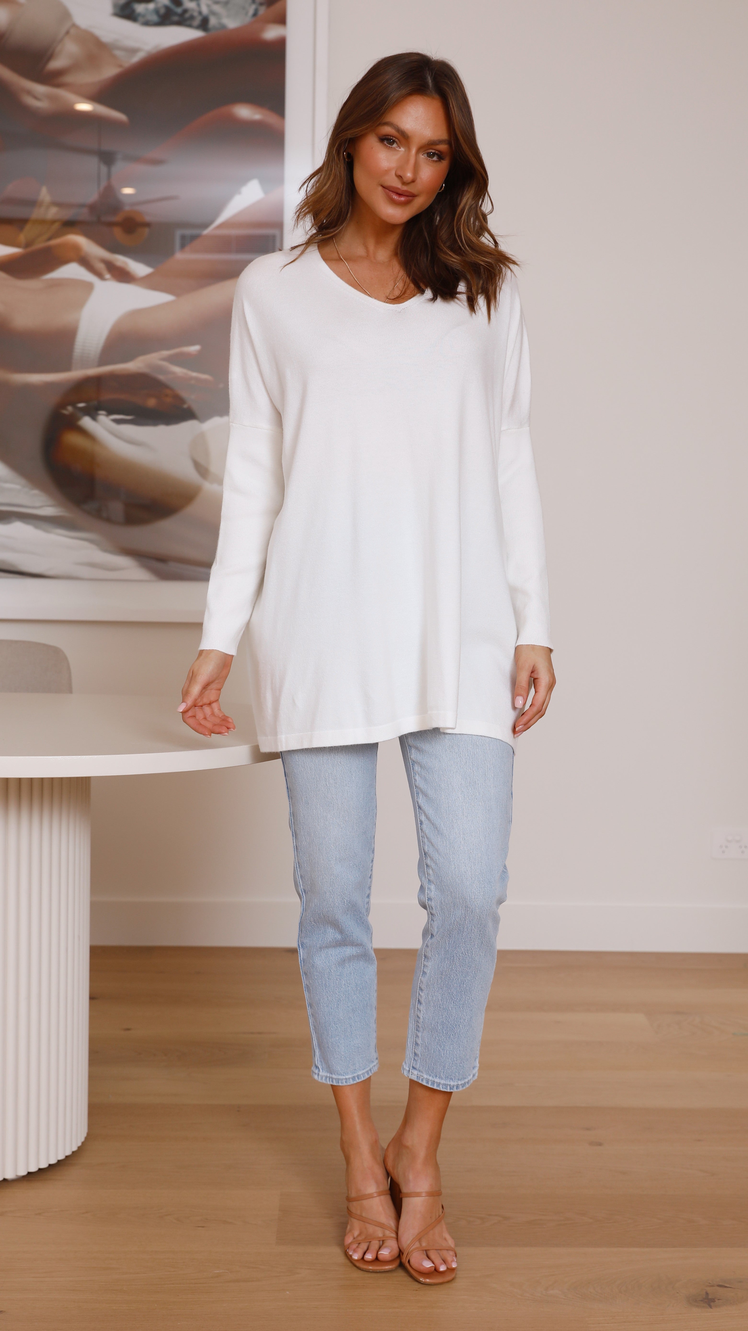 Laura Knit Top - White-Sunshines Bliss