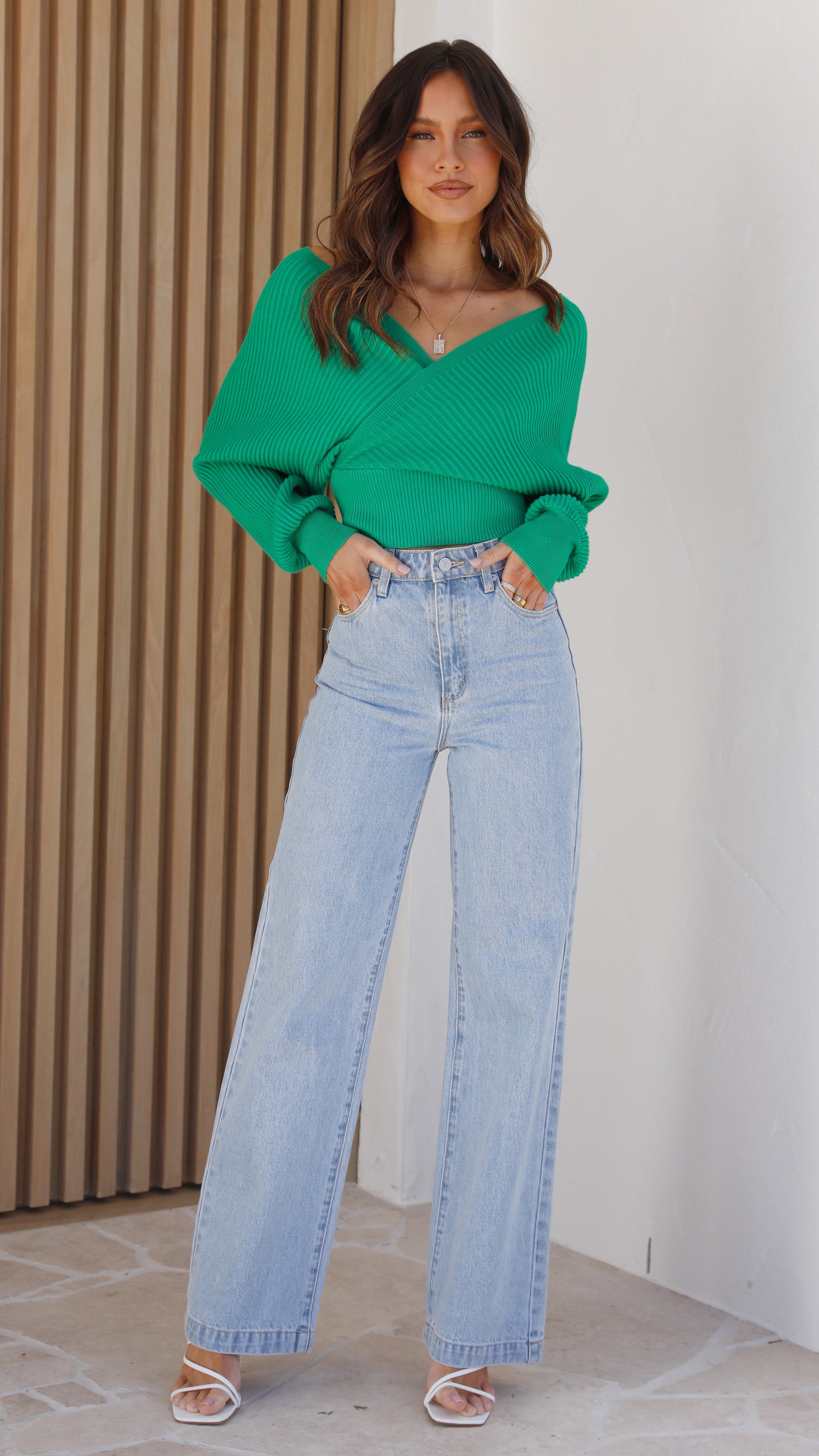 Posse Knit Top - Green-Sunshines Bliss