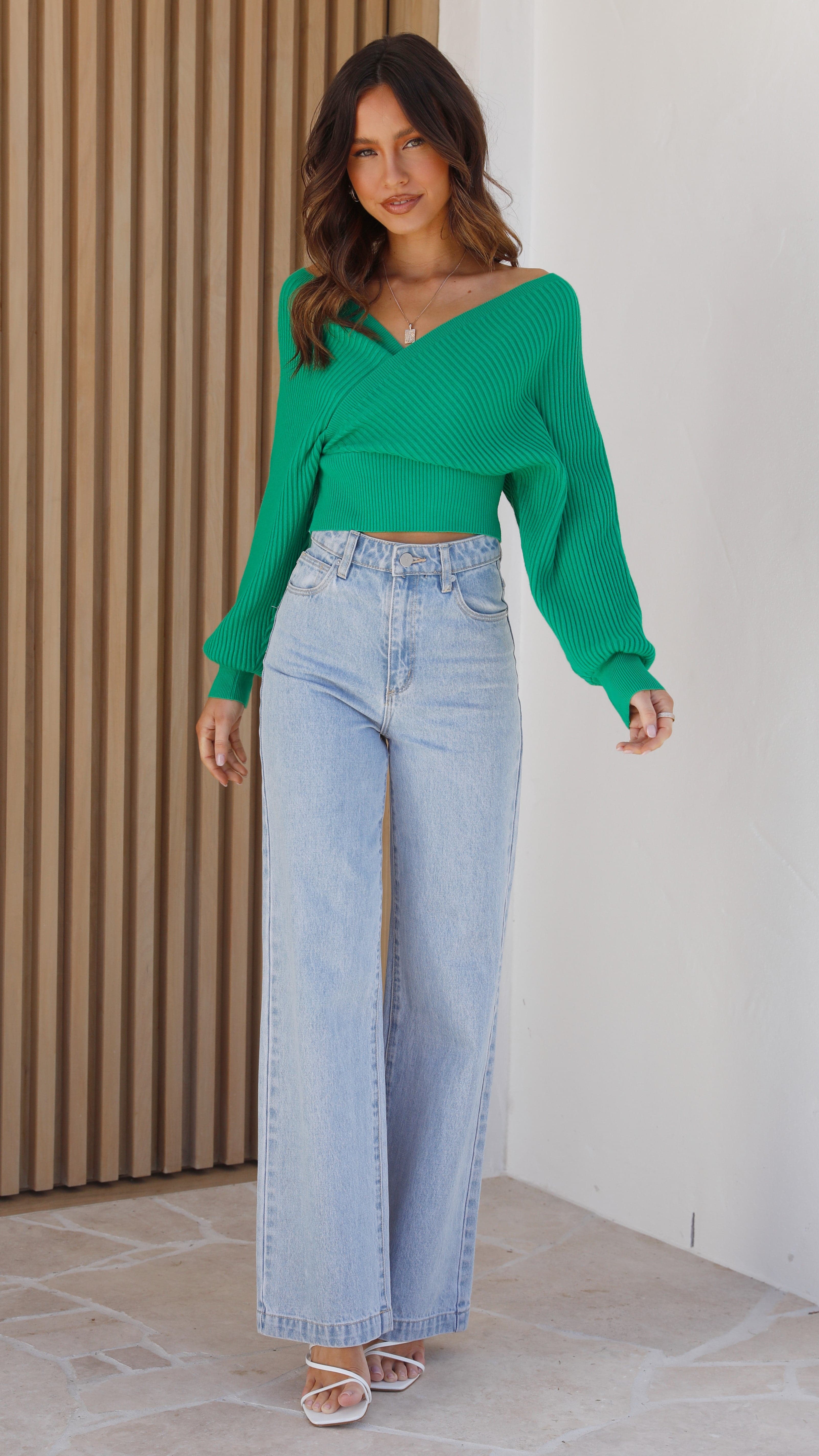 Posse Knit Top - Green-Sunshines Bliss