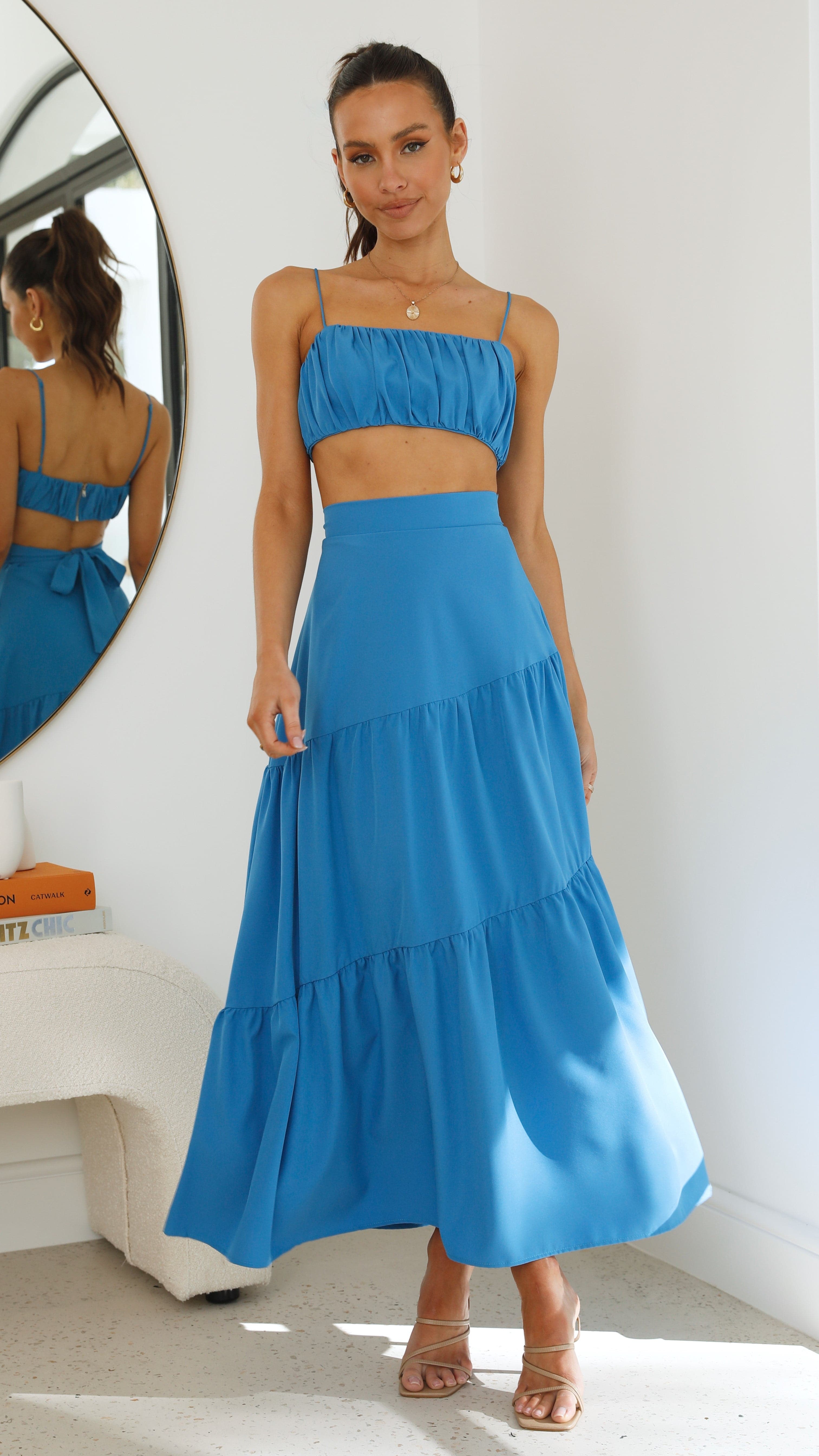 Saraya Top and Skirt Set - Cobalt Blue-Sunshines Bliss