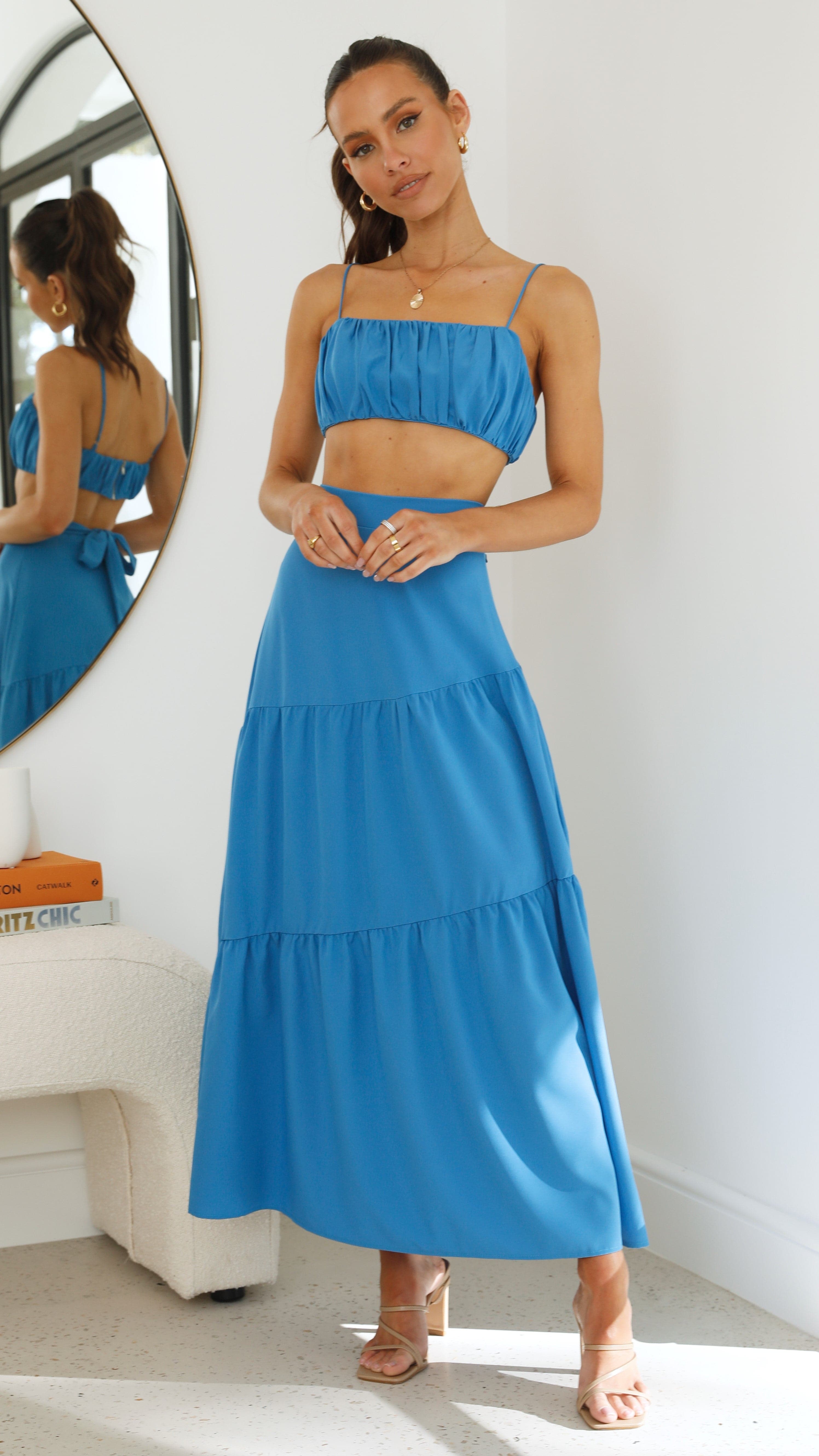 Saraya Top and Skirt Set - Cobalt Blue-Sunshines Bliss