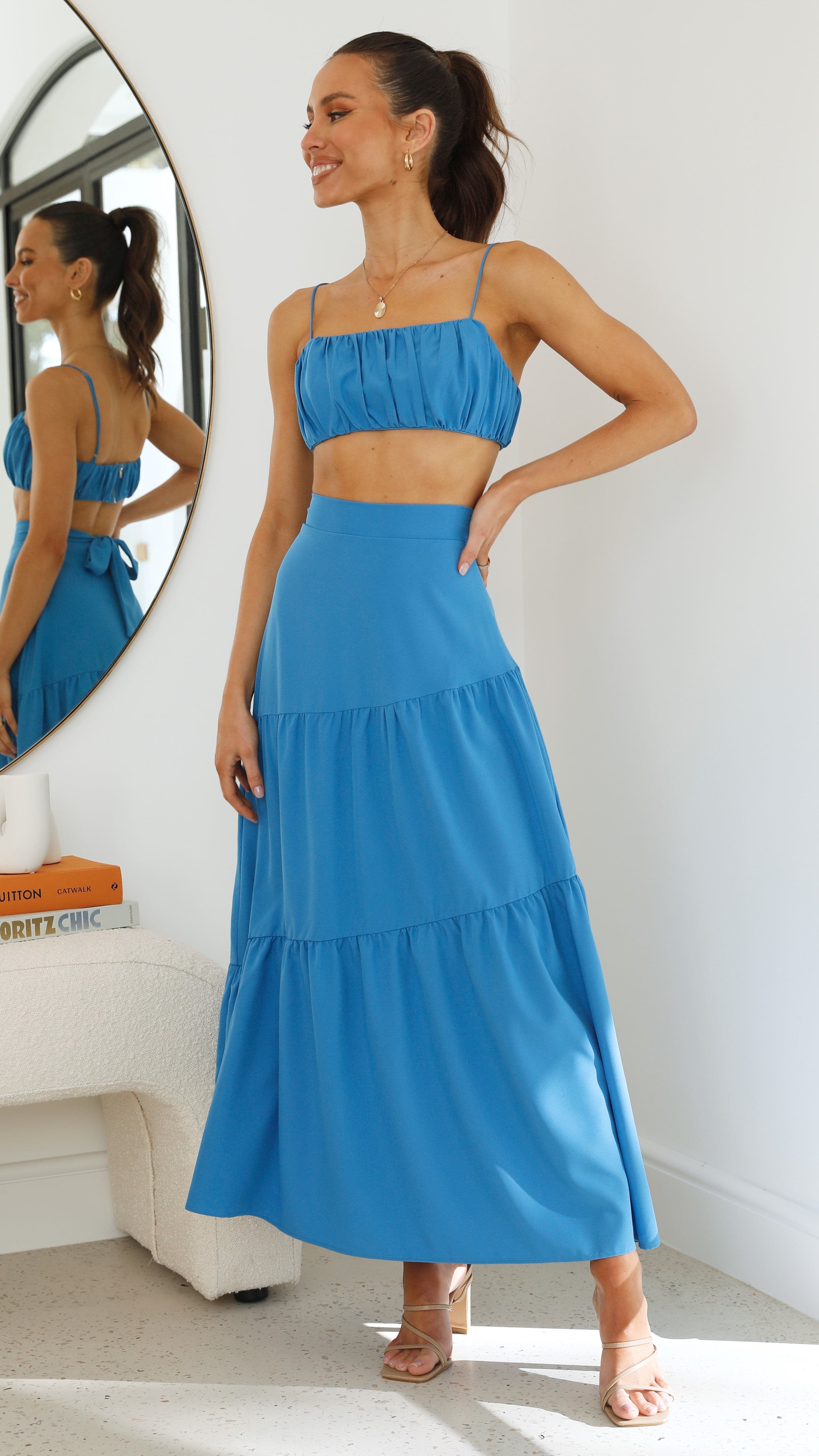 Saraya Top and Skirt Set - Cobalt Blue-Sunshines Bliss