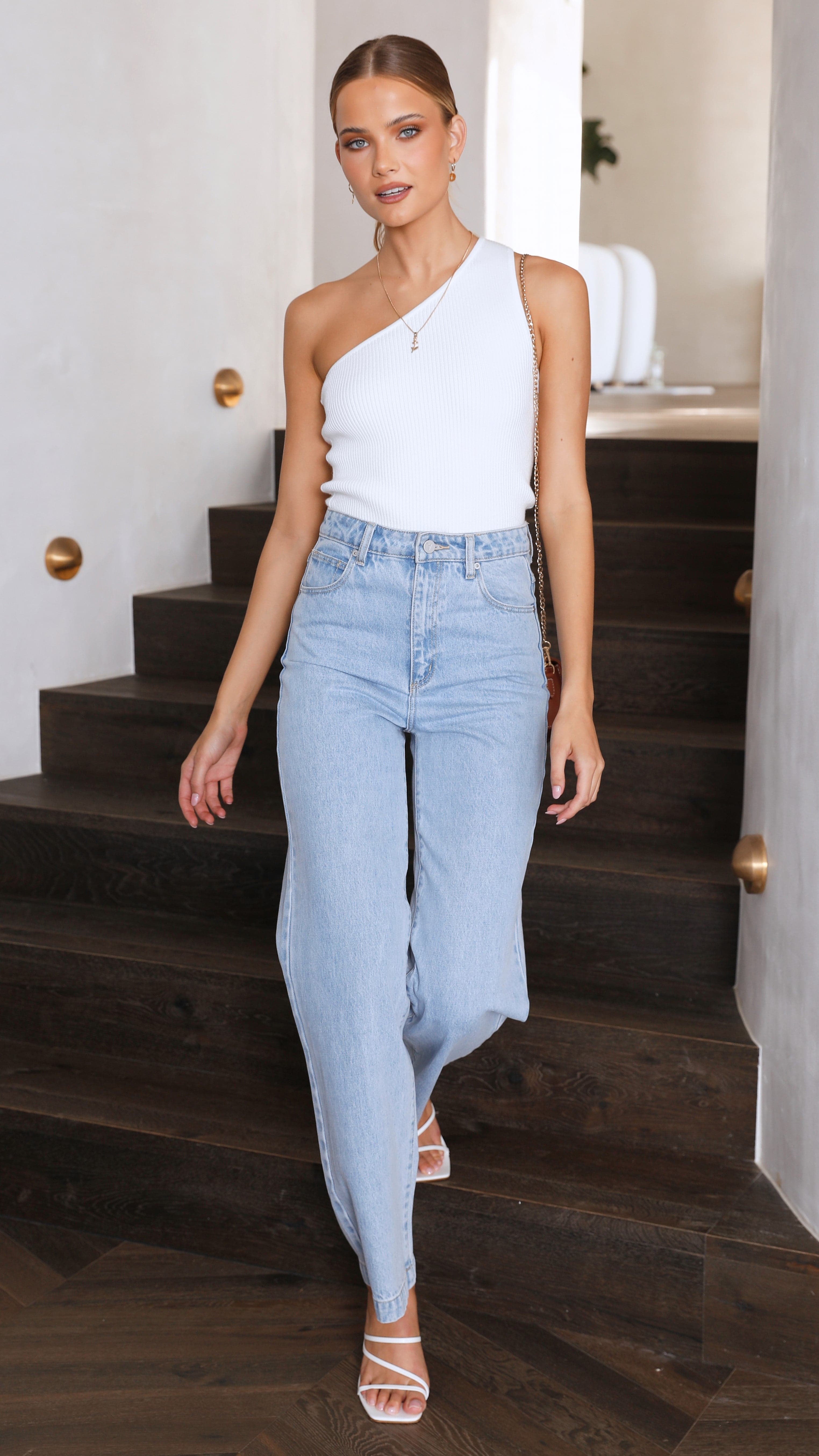 Libbie One Shoulder Top - White-Sunshines Bliss