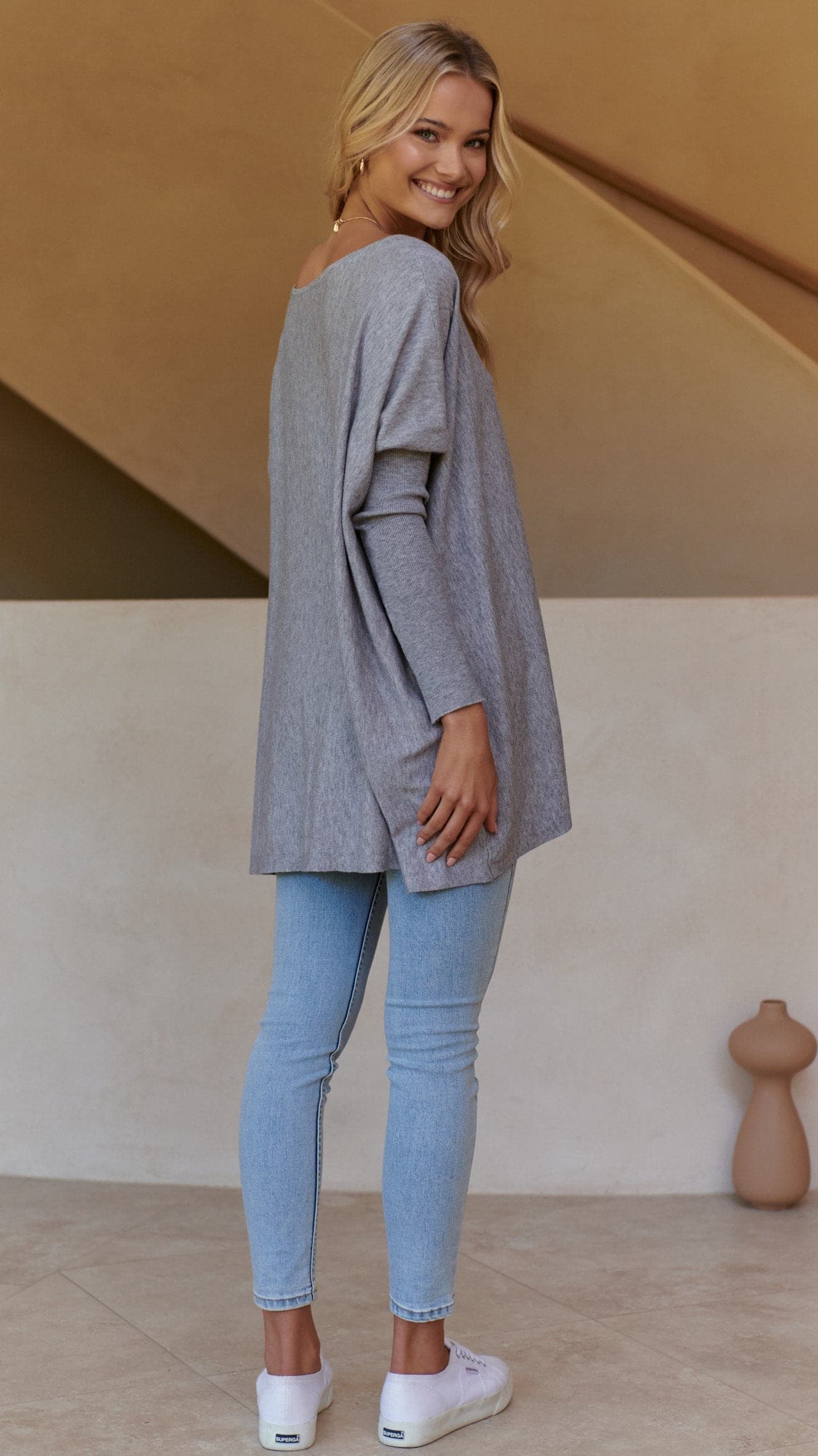 Amalia Knit Top - Grey-Sunshines Bliss