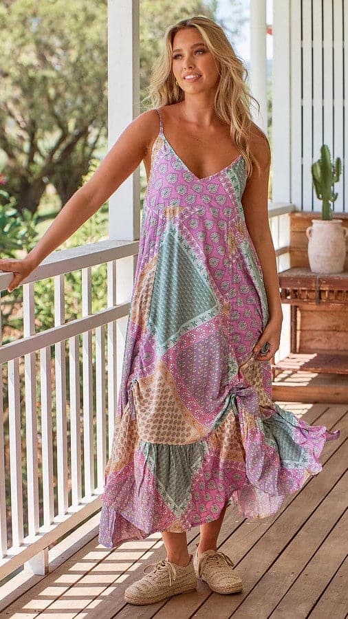 Kimi Midi Dress - Lavender Haze Print-Sunshines Bliss