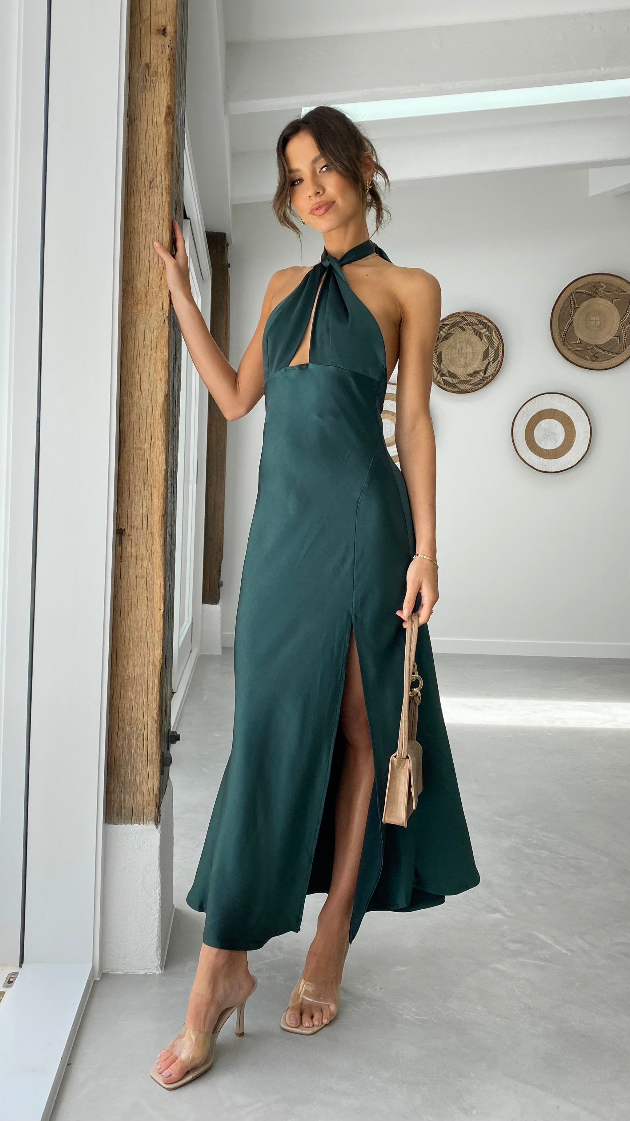 Amalia Maxi Dress - Forest Green-Sunshines Bliss
