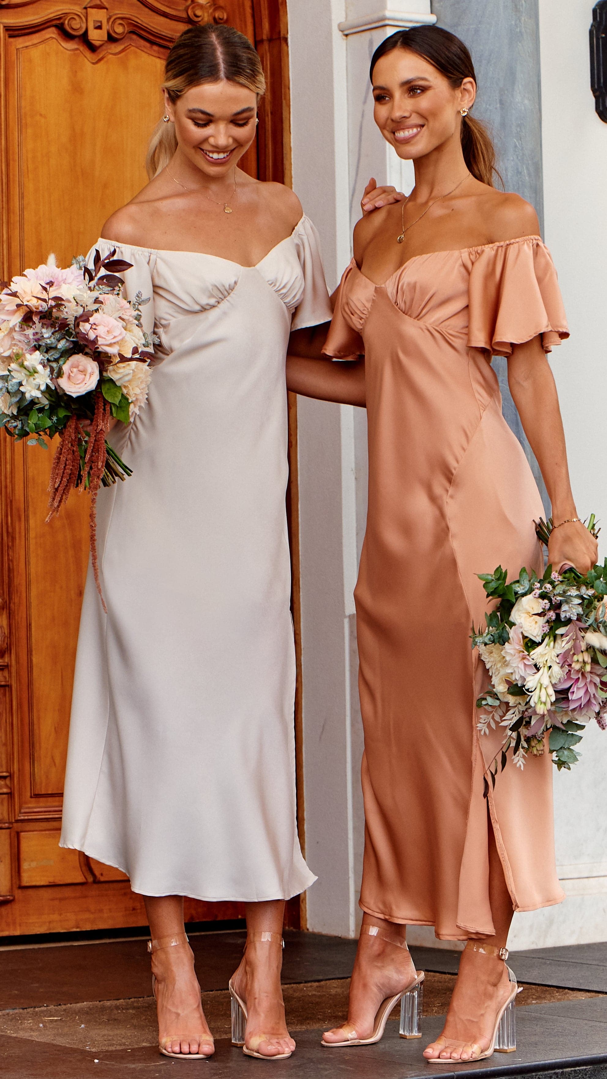 Louisa Midi Dress - Peach-Sunshines Bliss