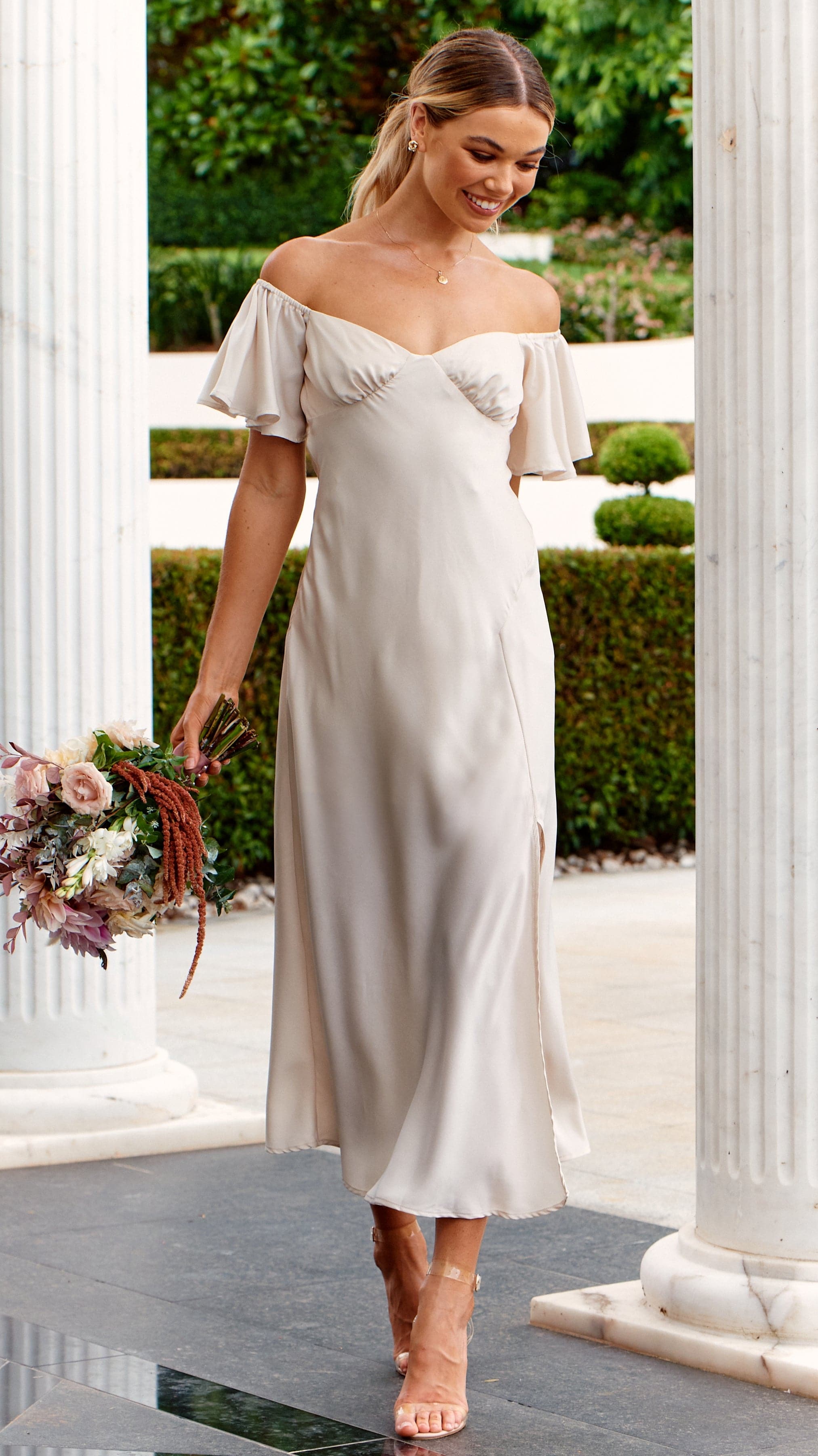 Louisa Midi Dress - Ivory-Sunshines Bliss