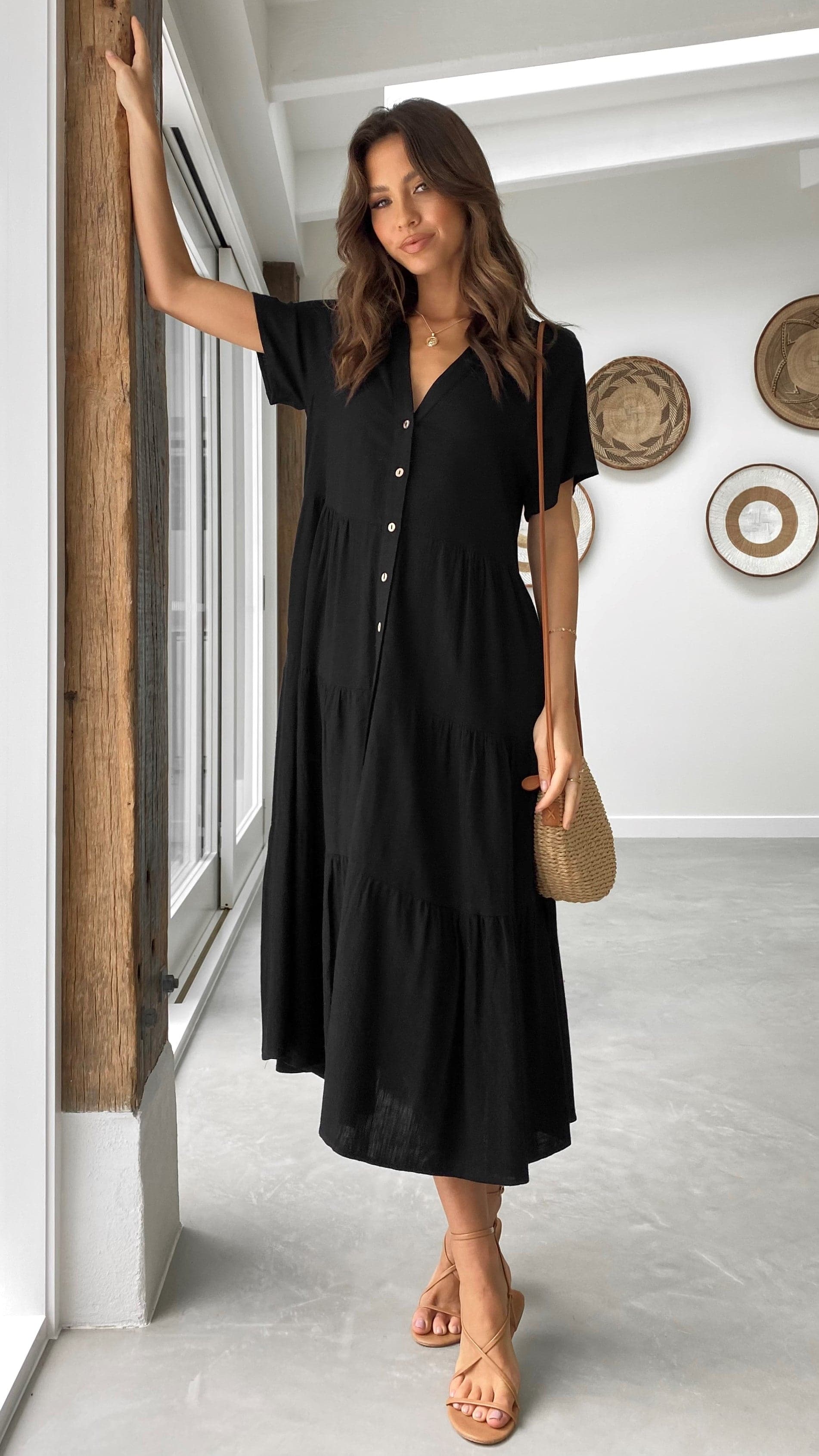 knee length dresses for ladies Bernadette Midi Dress Kimberly Mimosa Beige main image 1