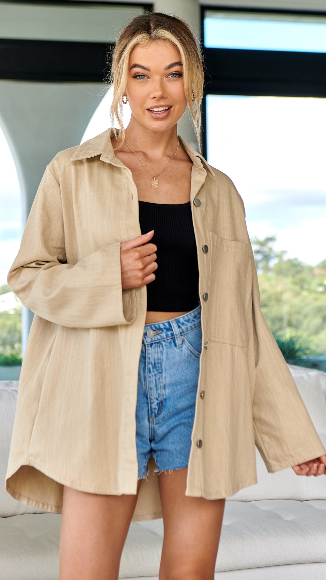 Rita Shirt - Stone-Sunshines Bliss