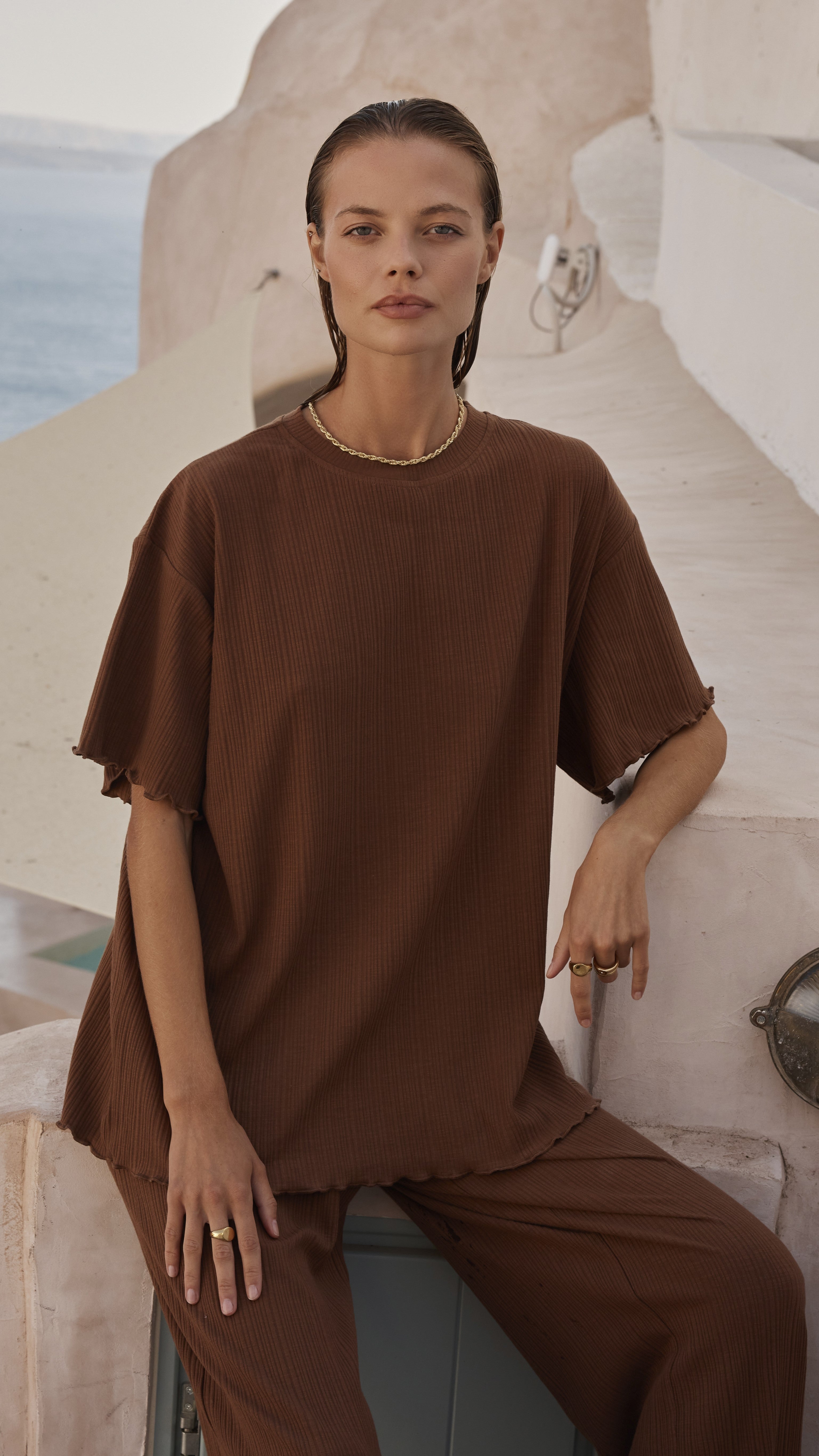 Candace Tee - Coffee Rib-Sunshines Bliss