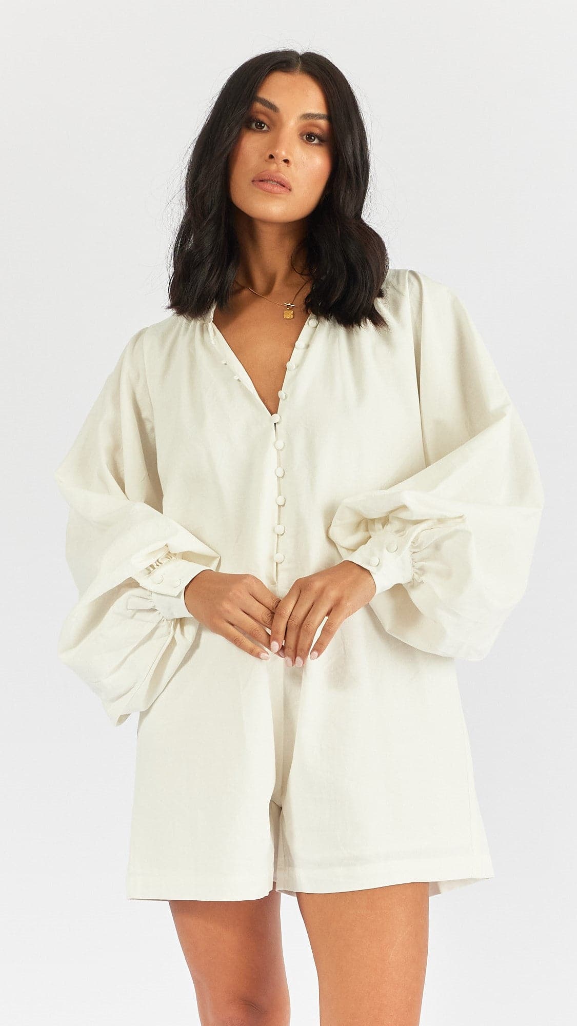 Olga Romper - White-Sunshines Bliss