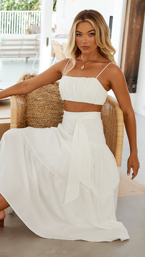 Saraya Top and Skirt Set - White-Sunshines Bliss